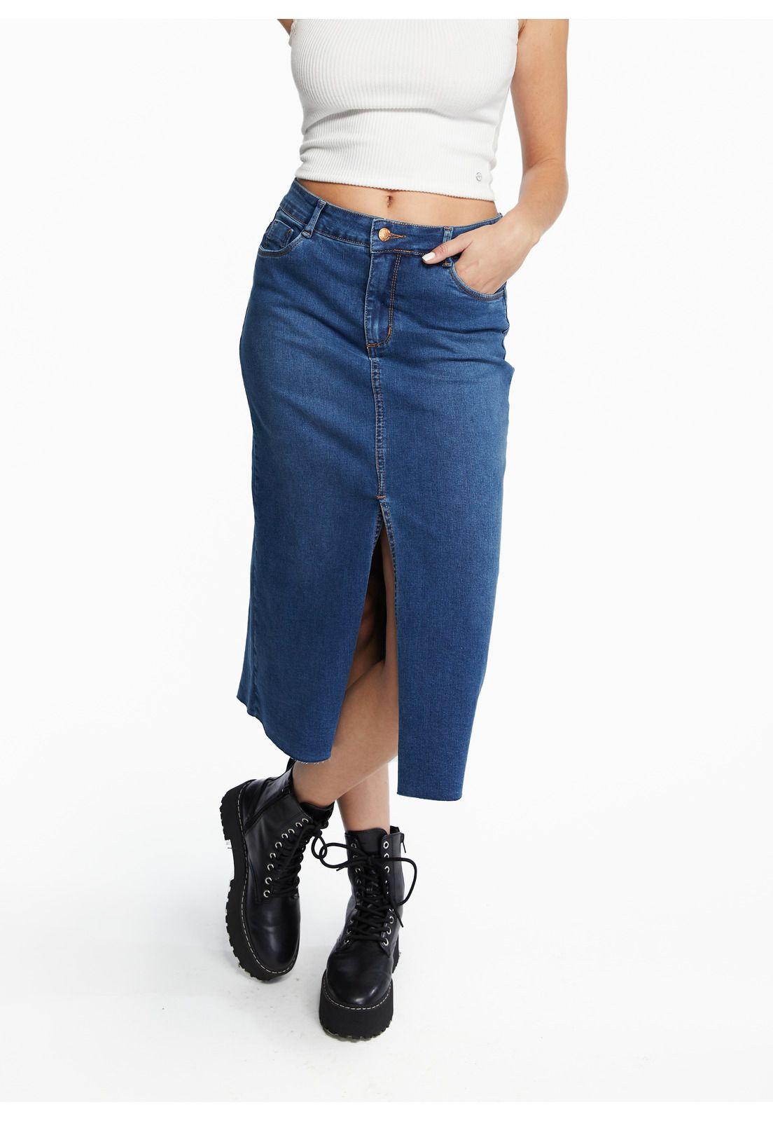 Falda Heidi Midi Abertura Azul Efesis-1