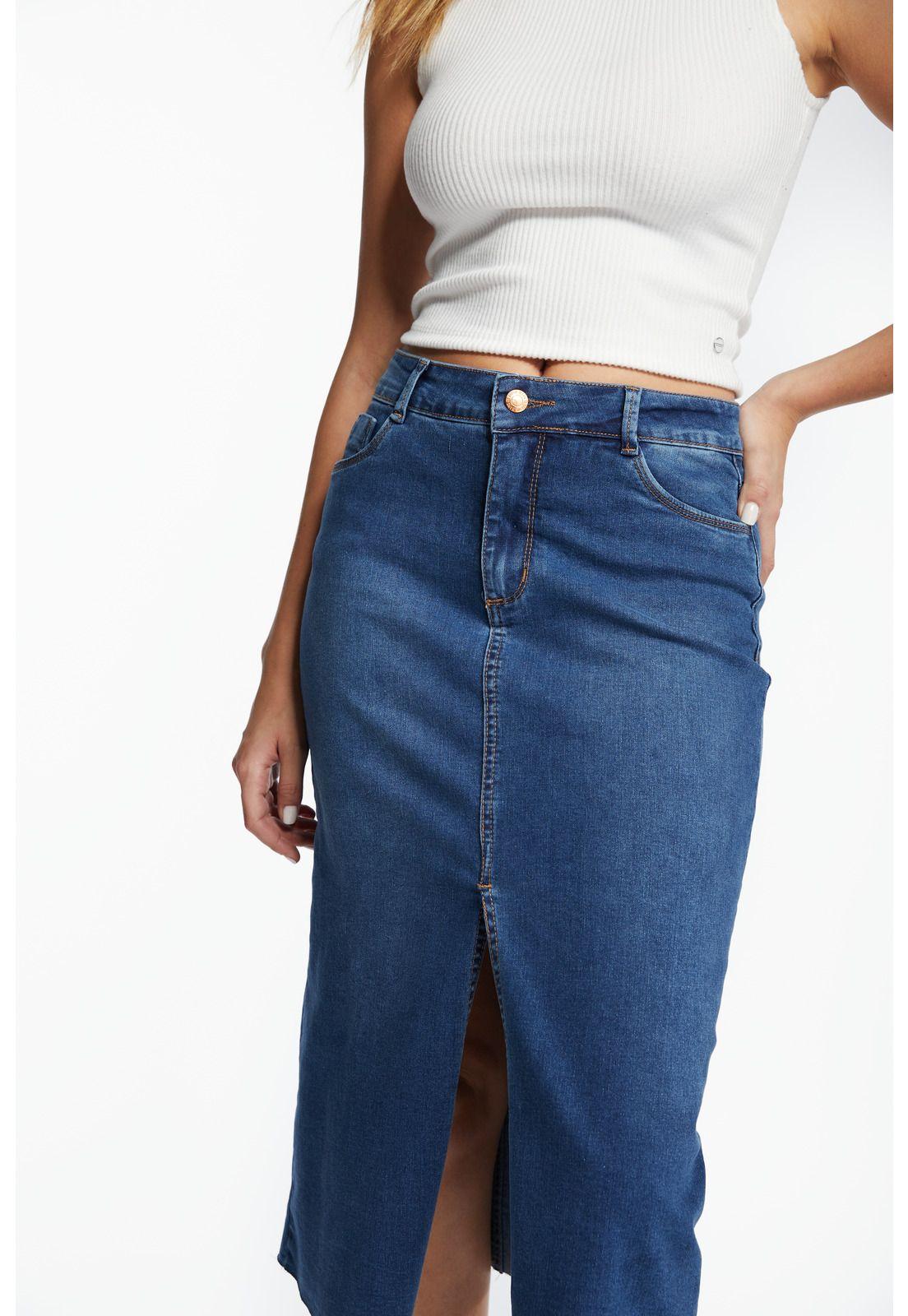 Falda Heidi Midi Abertura Azul Efesis-2