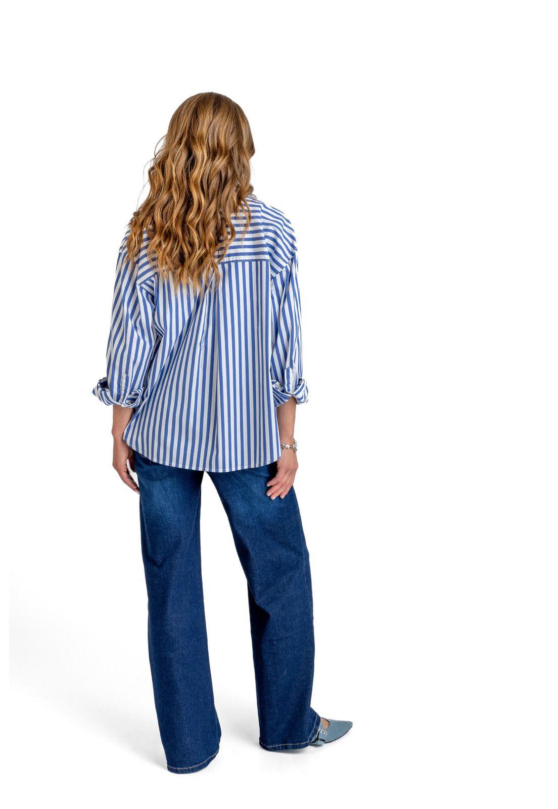 CAMISA STRIPE OVERSIZE LISTADA AZUL EFESIS-2