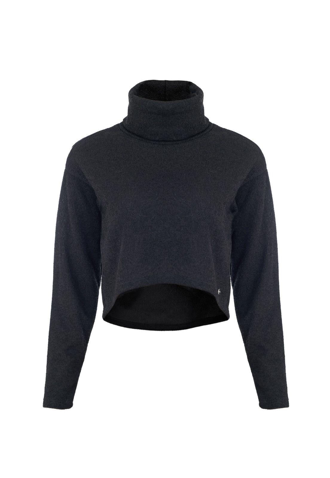 Sweater Ana Crop Cuello Alto Negro Efesis-5