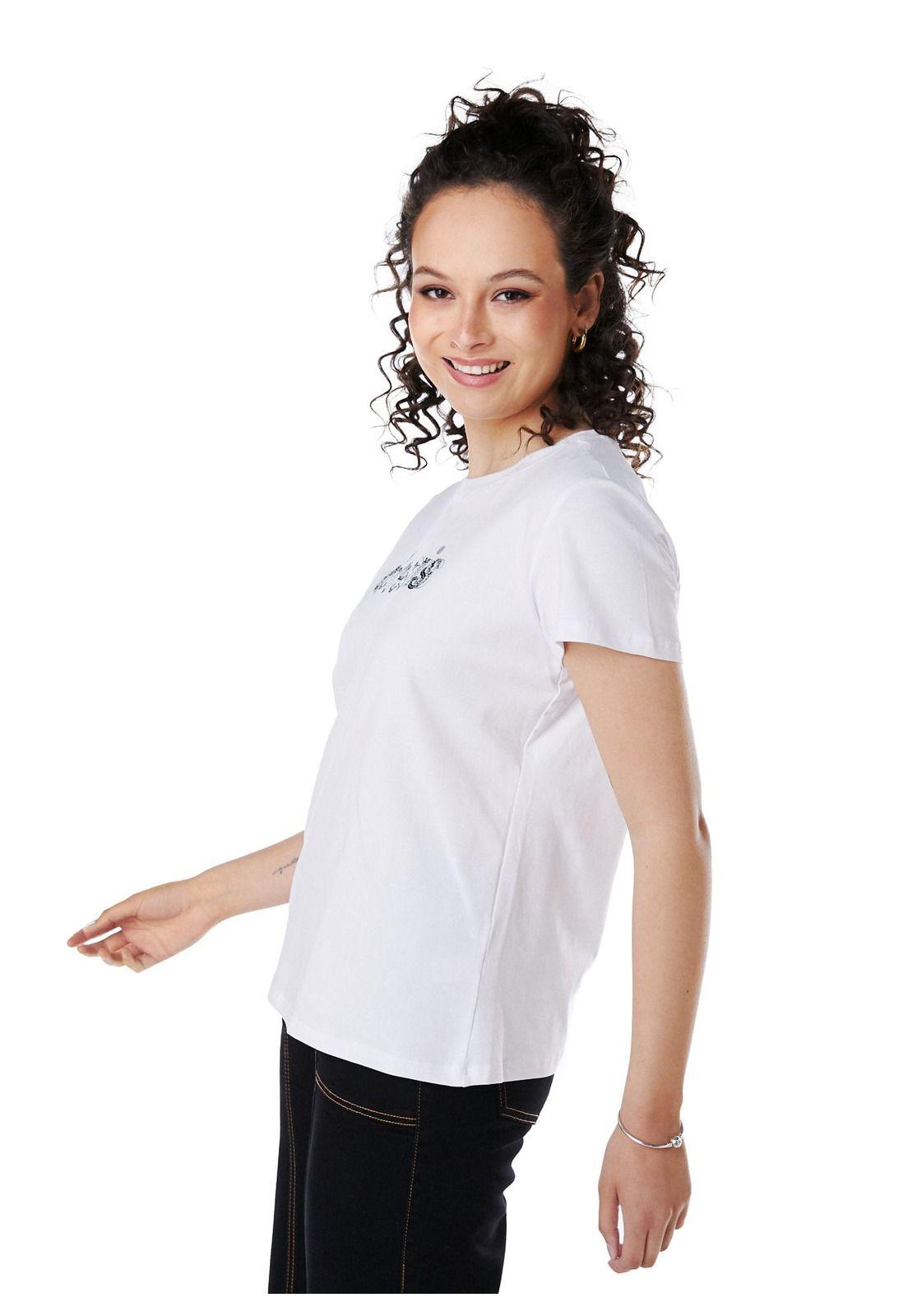 POLERA MILA REGULAR ESTAMPADO Y LENTEJUELAS BLANCO EFESIS-3