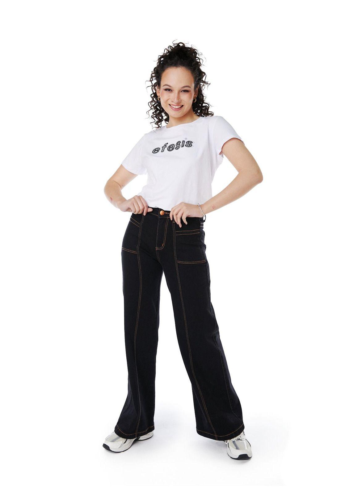 POLERA MILA REGULAR ESTAMPADO Y LENTEJUELAS BLANCO EFESIS-5