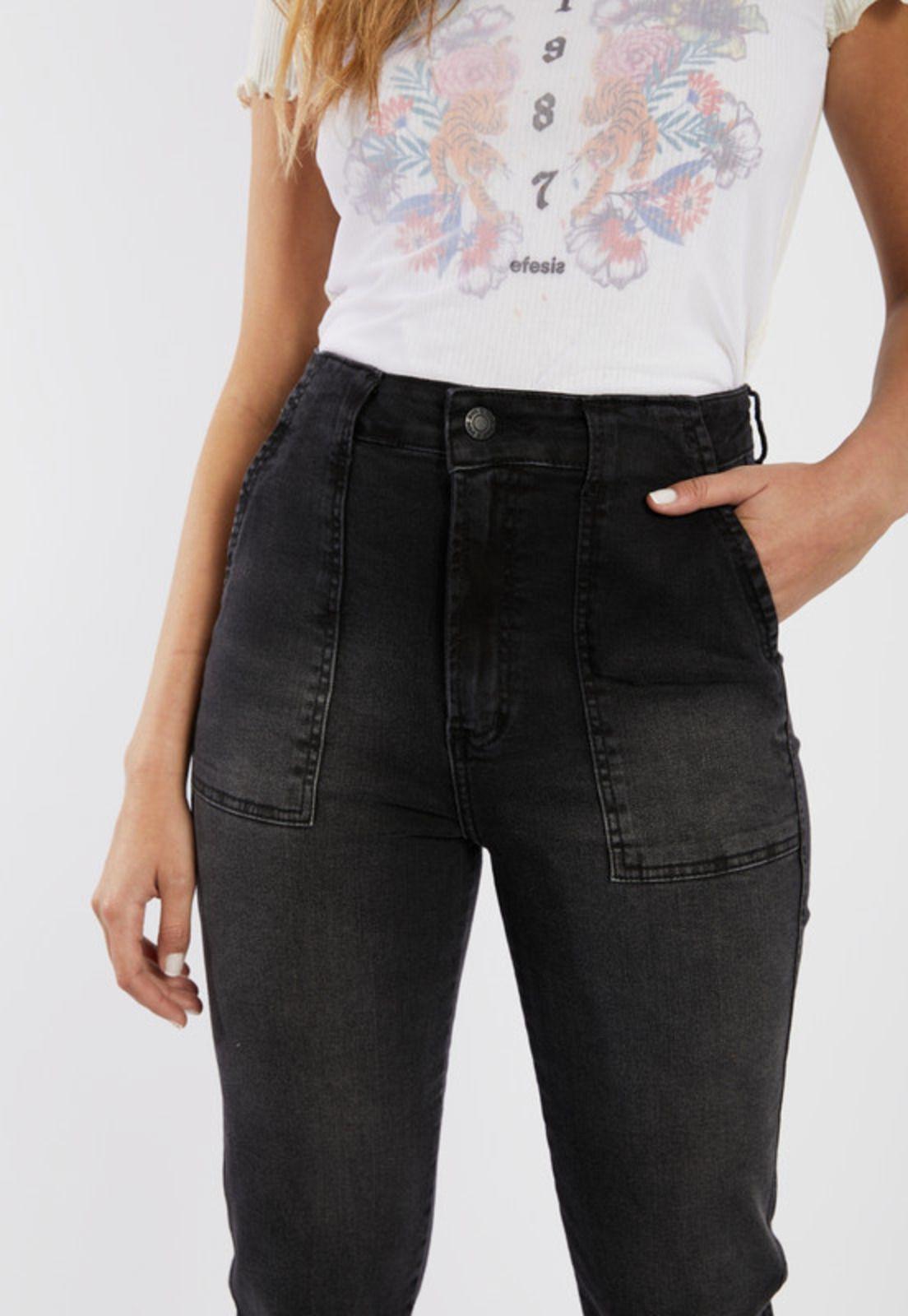 Jeans Slouchy Cargo Dara Negro-2