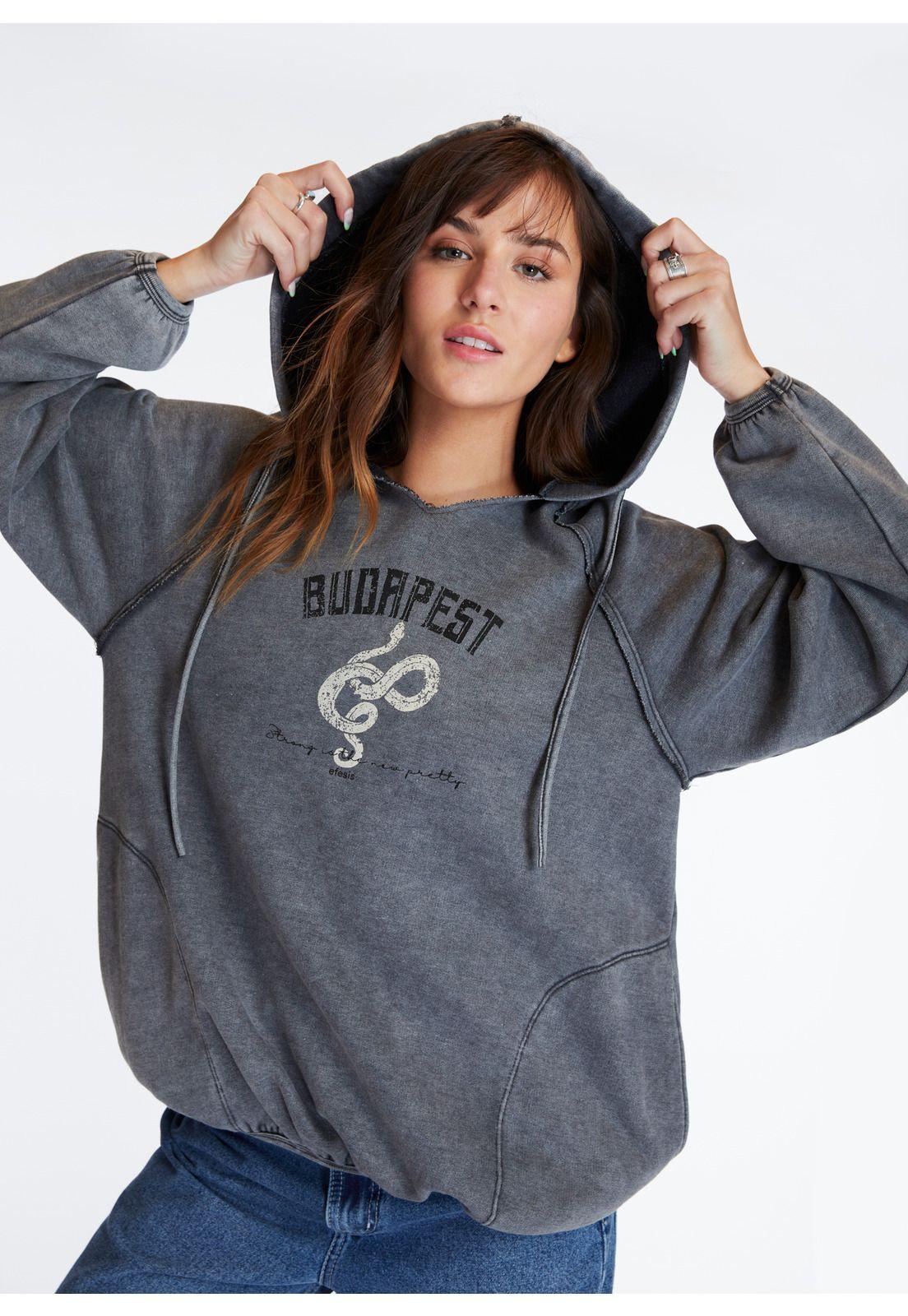 Polerón Alfonsina Oversize Gravillado Gris Efesis-1