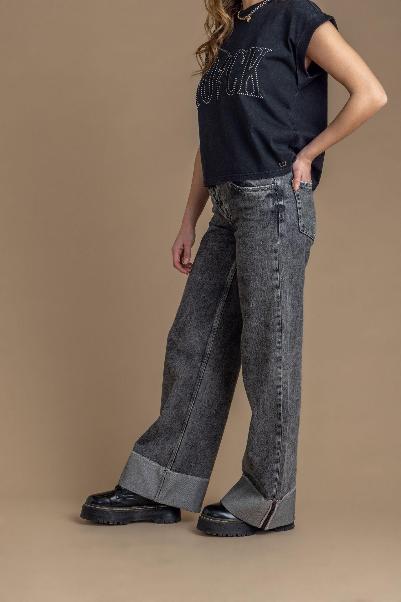Jeans Nina Wide Pretina Caída Roll Up Gris Efesis-2