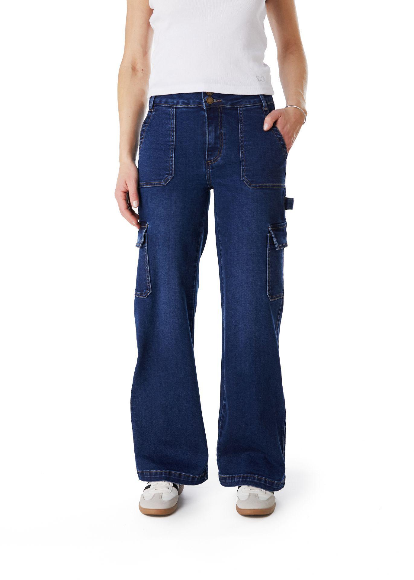 Jeans Naos Palazzo Cargo Azul Medio-1