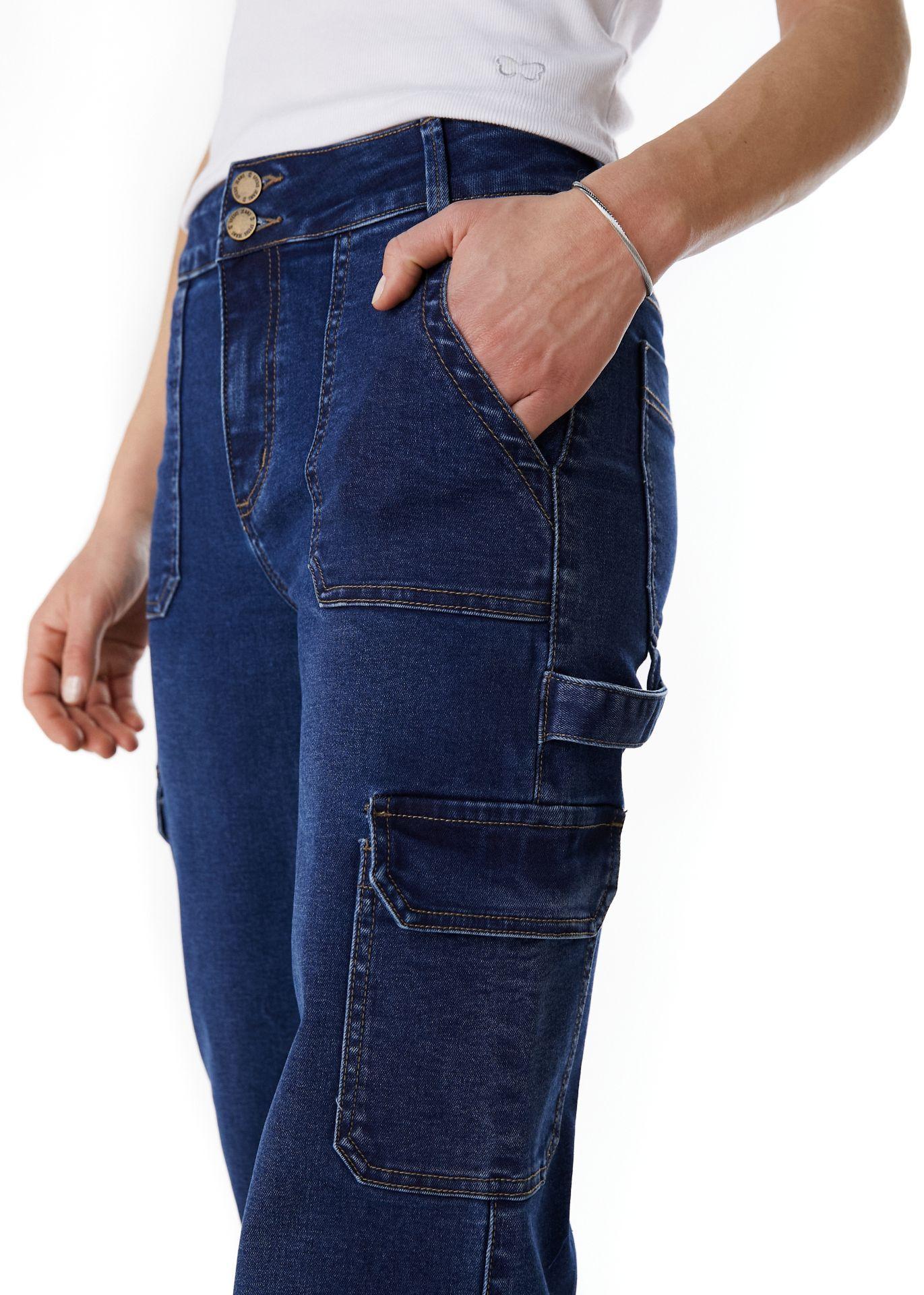 Jeans Naos Palazzo Cargo Azul Medio-4