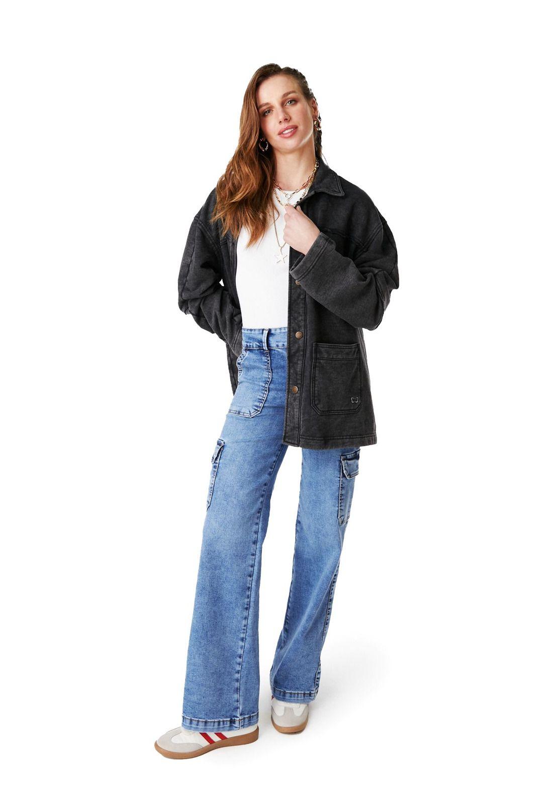 POLERÓN KENNY OVERSIZE ABOTONADO GRAVILLADO GRAFITO EFESIS-0