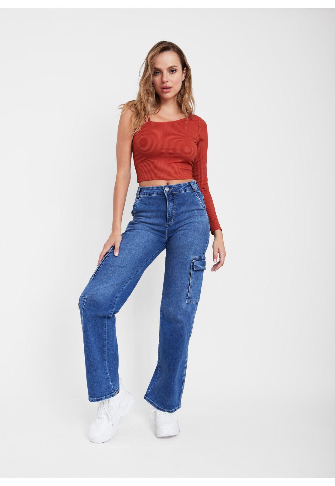 Jeans Lina Wide Cargo Azul Efesis-0