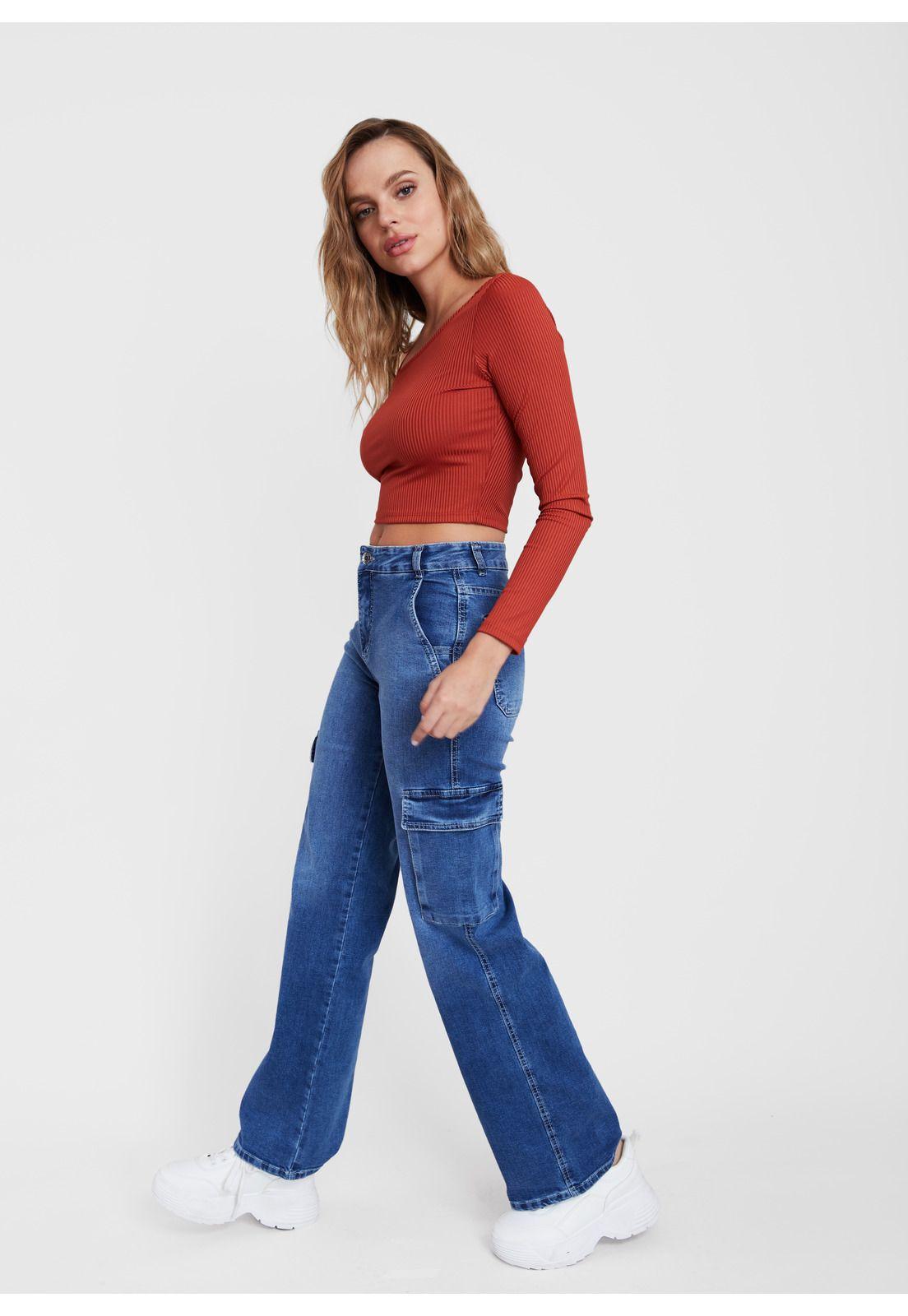 Jeans Lina Wide Cargo Azul Efesis-1