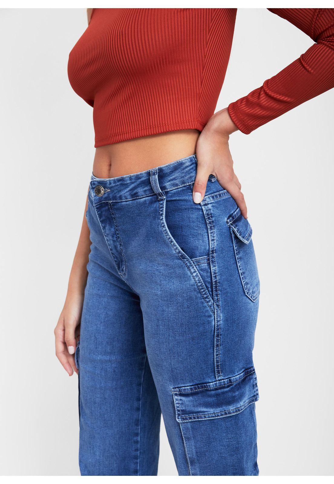 Jeans Lina Wide Cargo Azul Efesis-4