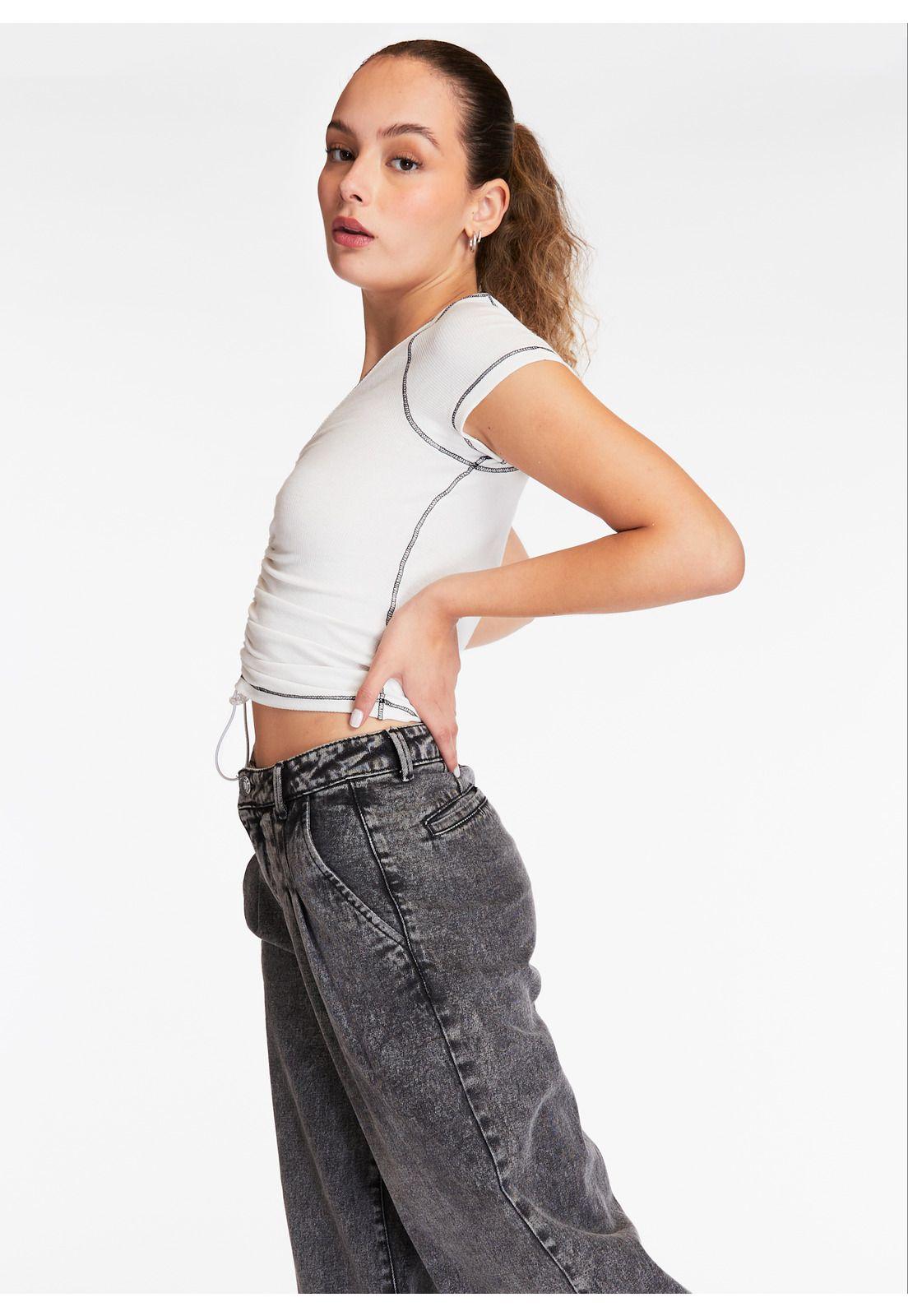 Polera Pame Regular Recogido Delantero Hilo Contratono Color Crudo Efesis-2