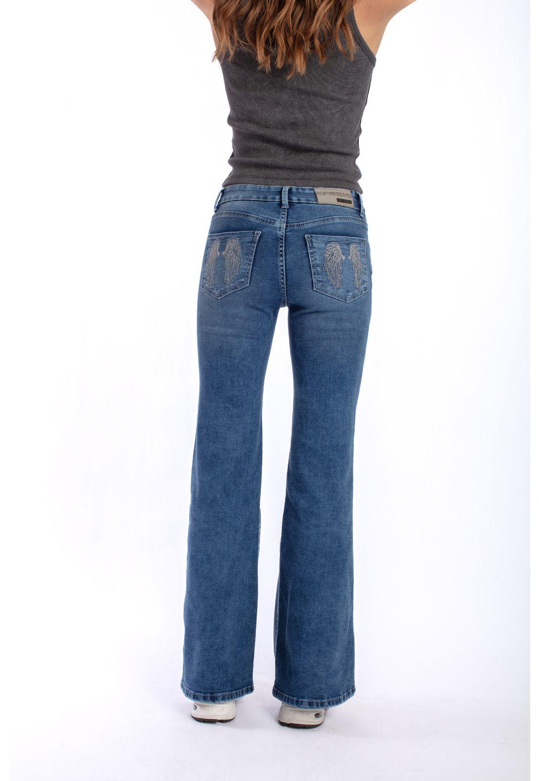 JEANS WINGS FLARE BORDADO ALAS AZUL MEDIO EFESIS-3
