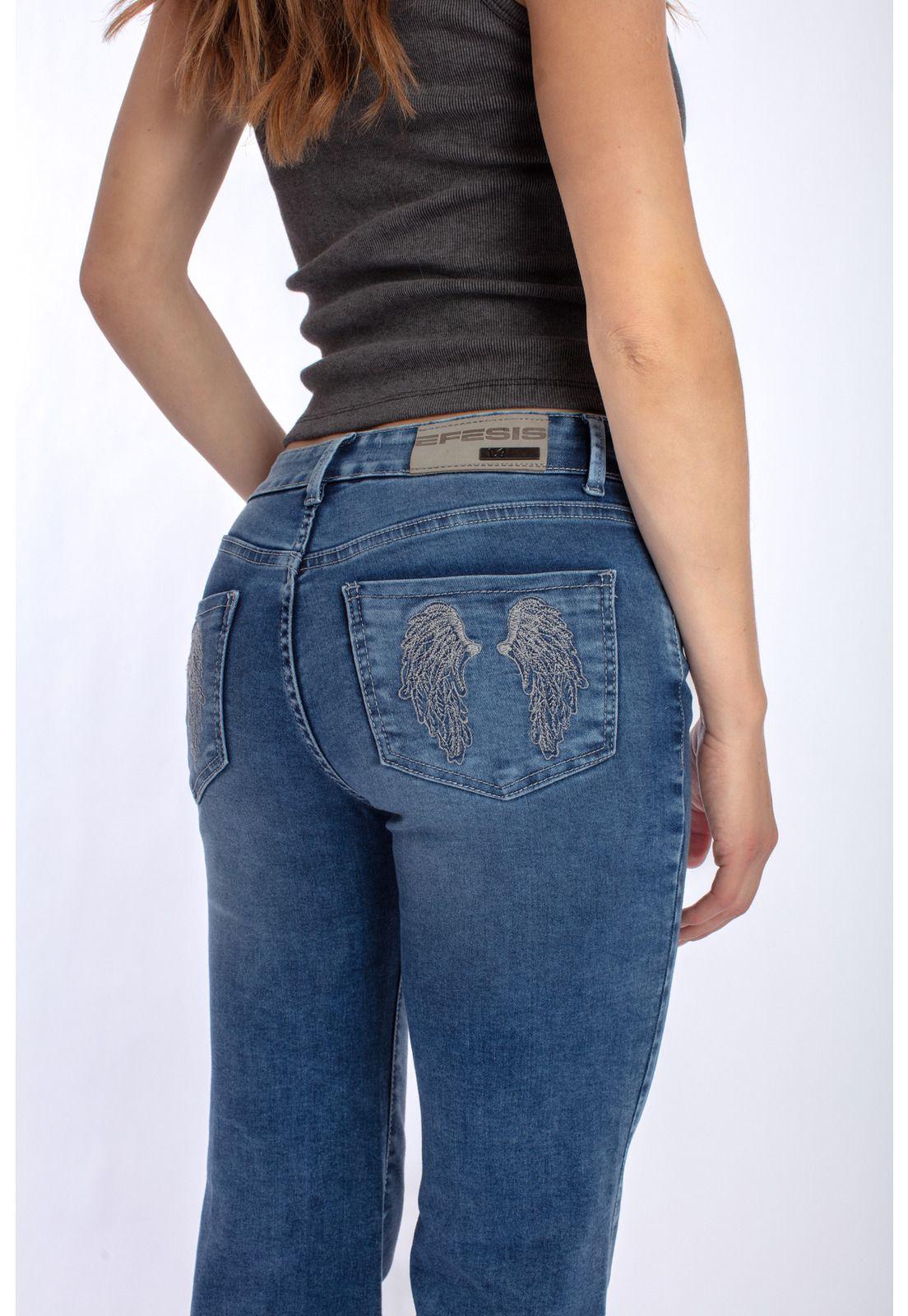 JEANS WINGS FLARE BORDADO ALAS AZUL MEDIO EFESIS-4