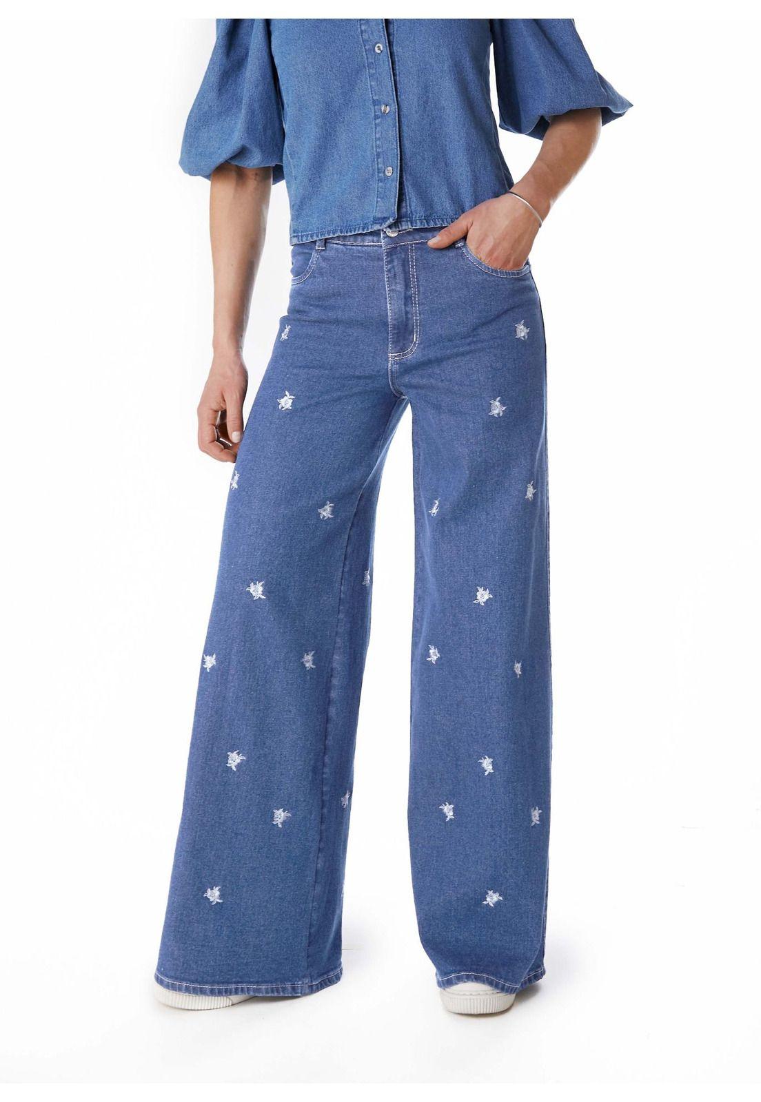 JEANS GAEL PALAZZO FLORES BORDADAS AZUL EFESIS-0