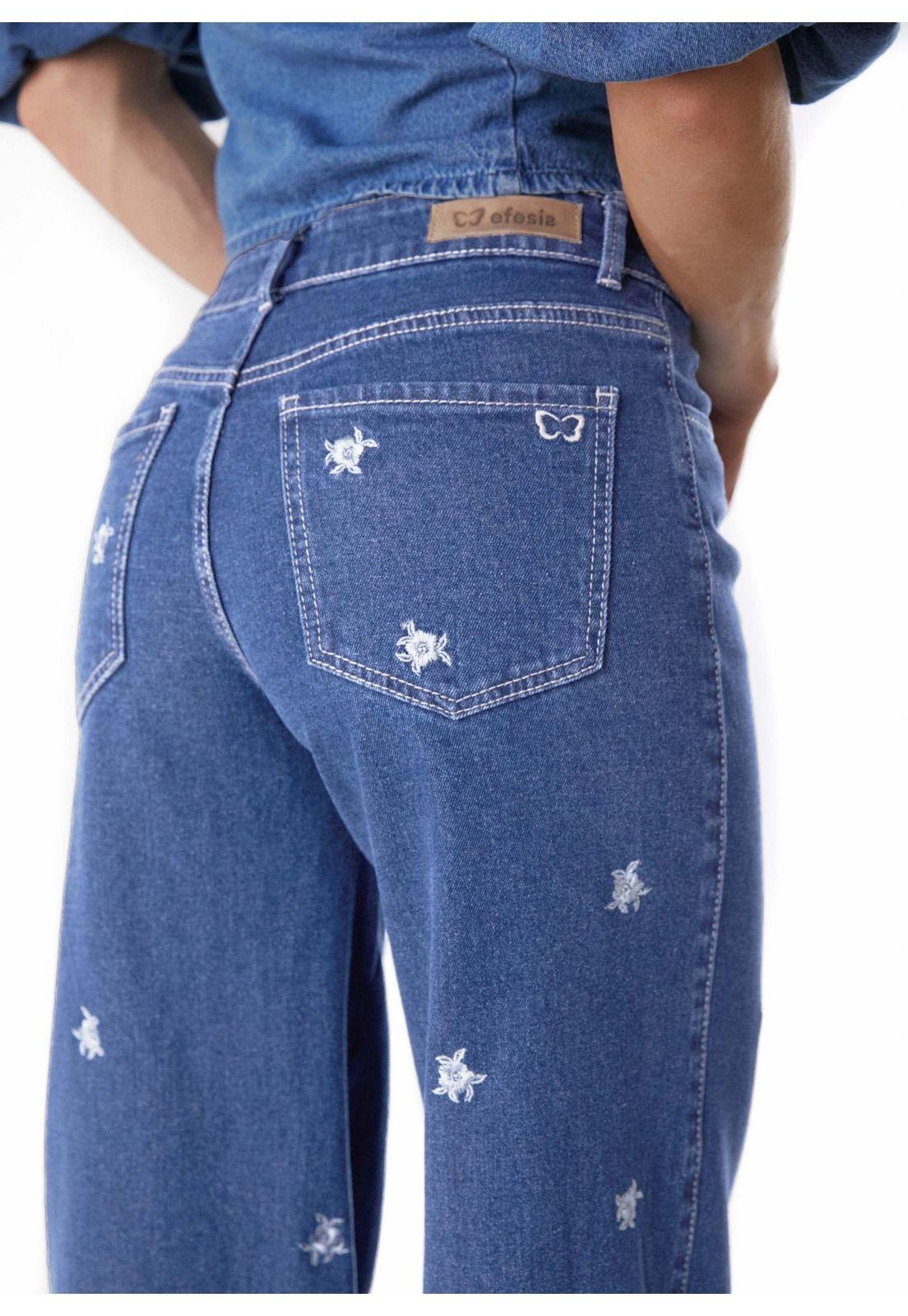 JEANS GAEL PALAZZO FLORES BORDADAS AZUL EFESIS-3