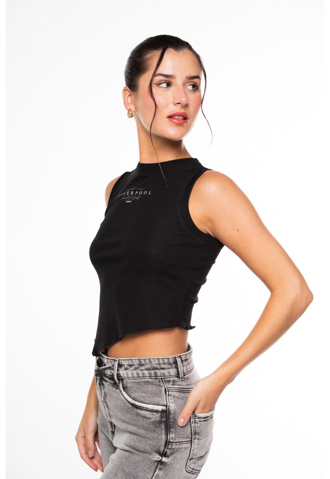 Polera Vannia Regular Escote Bote y Recogido en Costados Negro Efesis-2