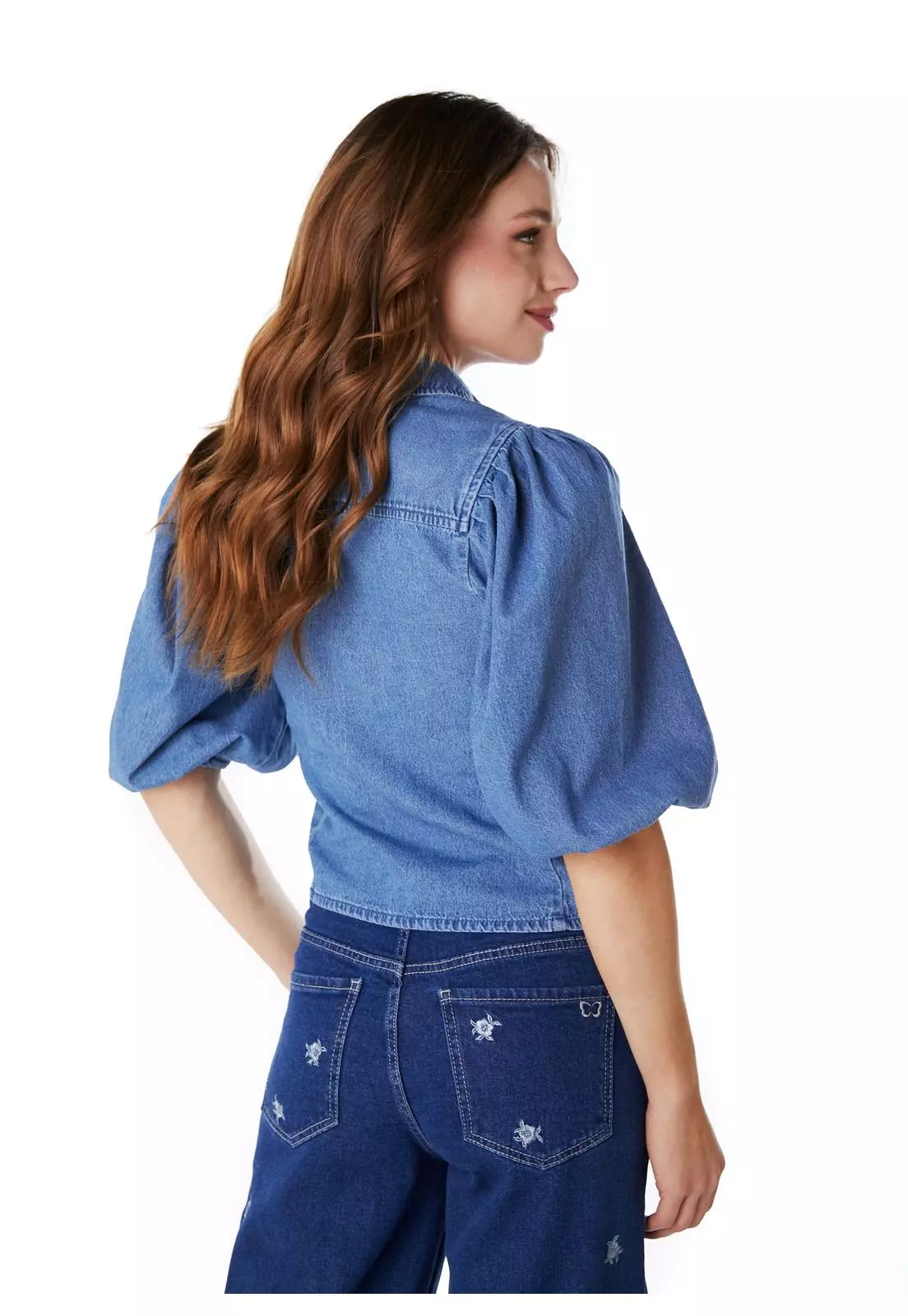 BLUSA KALEN REGULAR MANGA GLOBO AZUL EFESIS-4