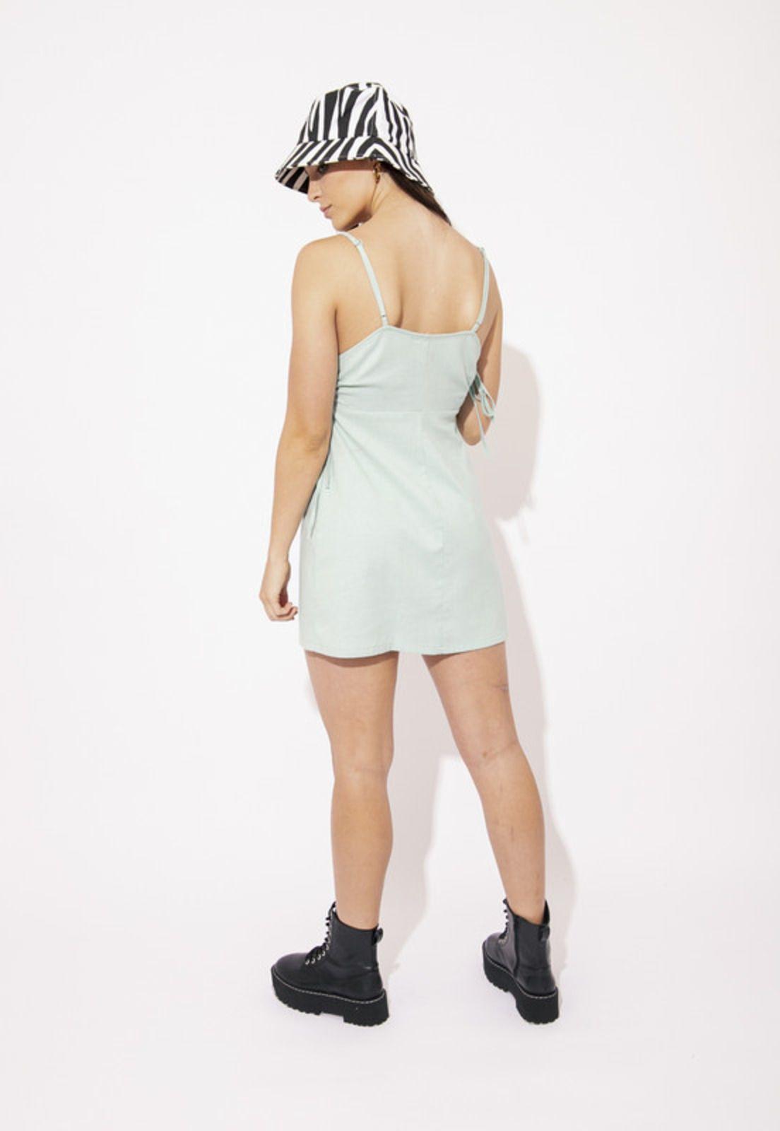 Vestido Alhena Recogido en Costados Turquesa Efesis-3