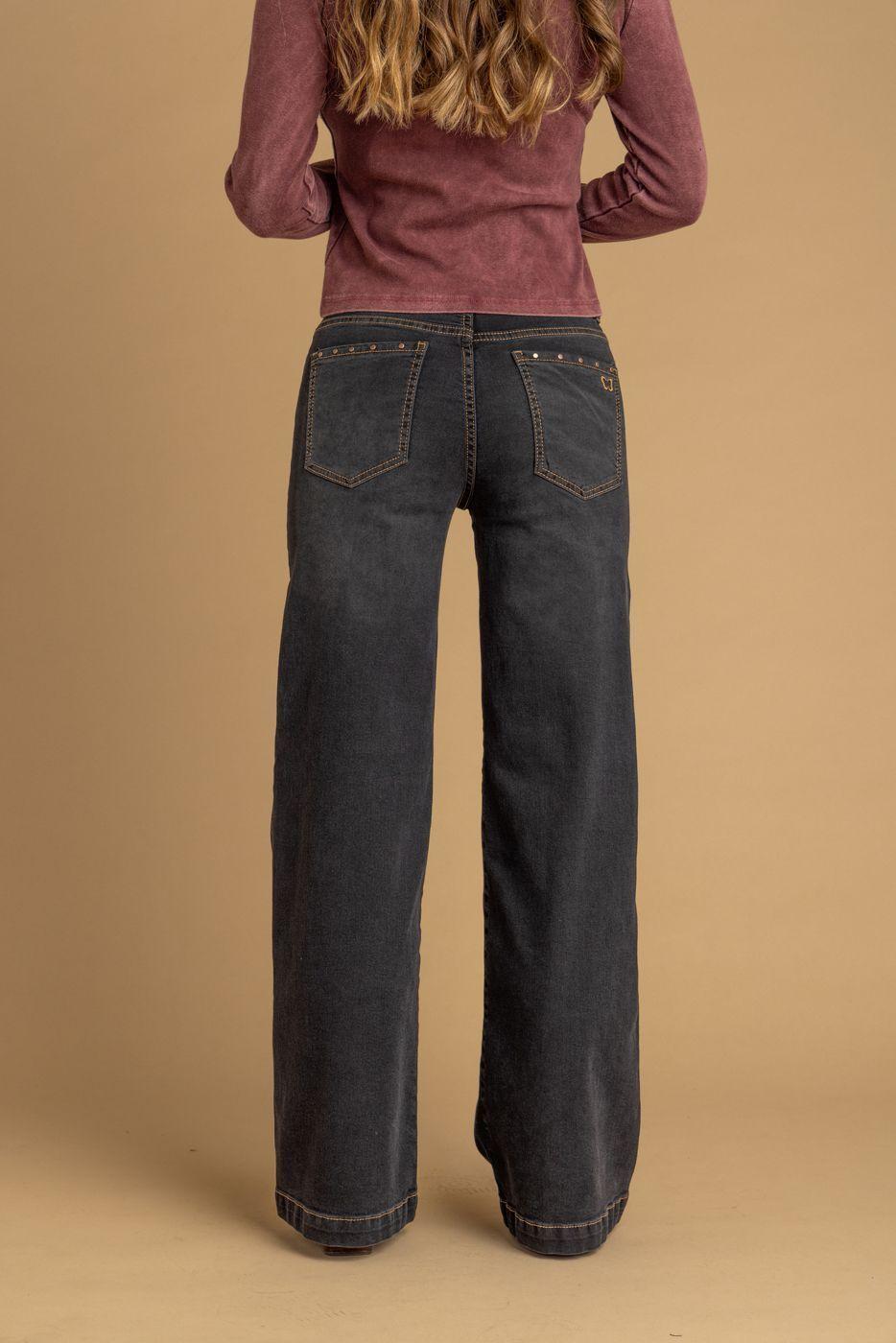 Jeans Aradia Wide Tachas Boca Bolsillo Negro Efesis-3