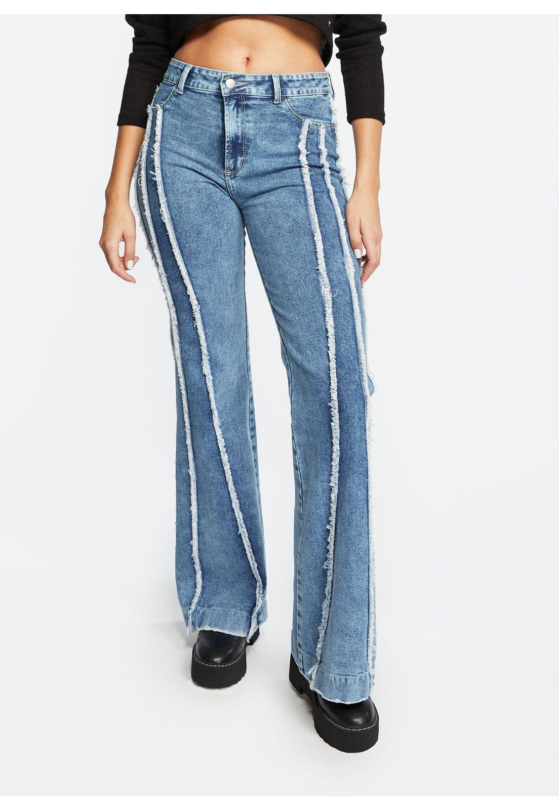 Jeans Delia Flare Flecos Azul Efesis-1