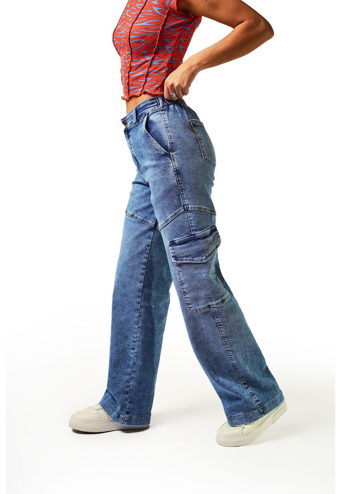 Jeans Monnet Wide Cortes y Bolsillos Azul Efesis-2