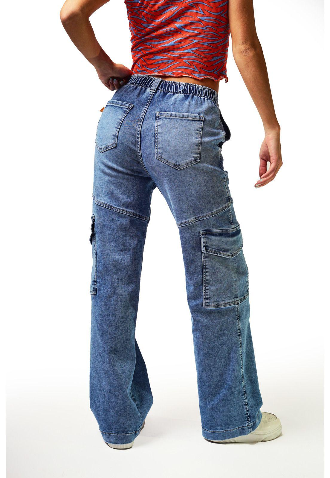Jeans Monnet Wide Cortes y Bolsillos Azul Efesis-3