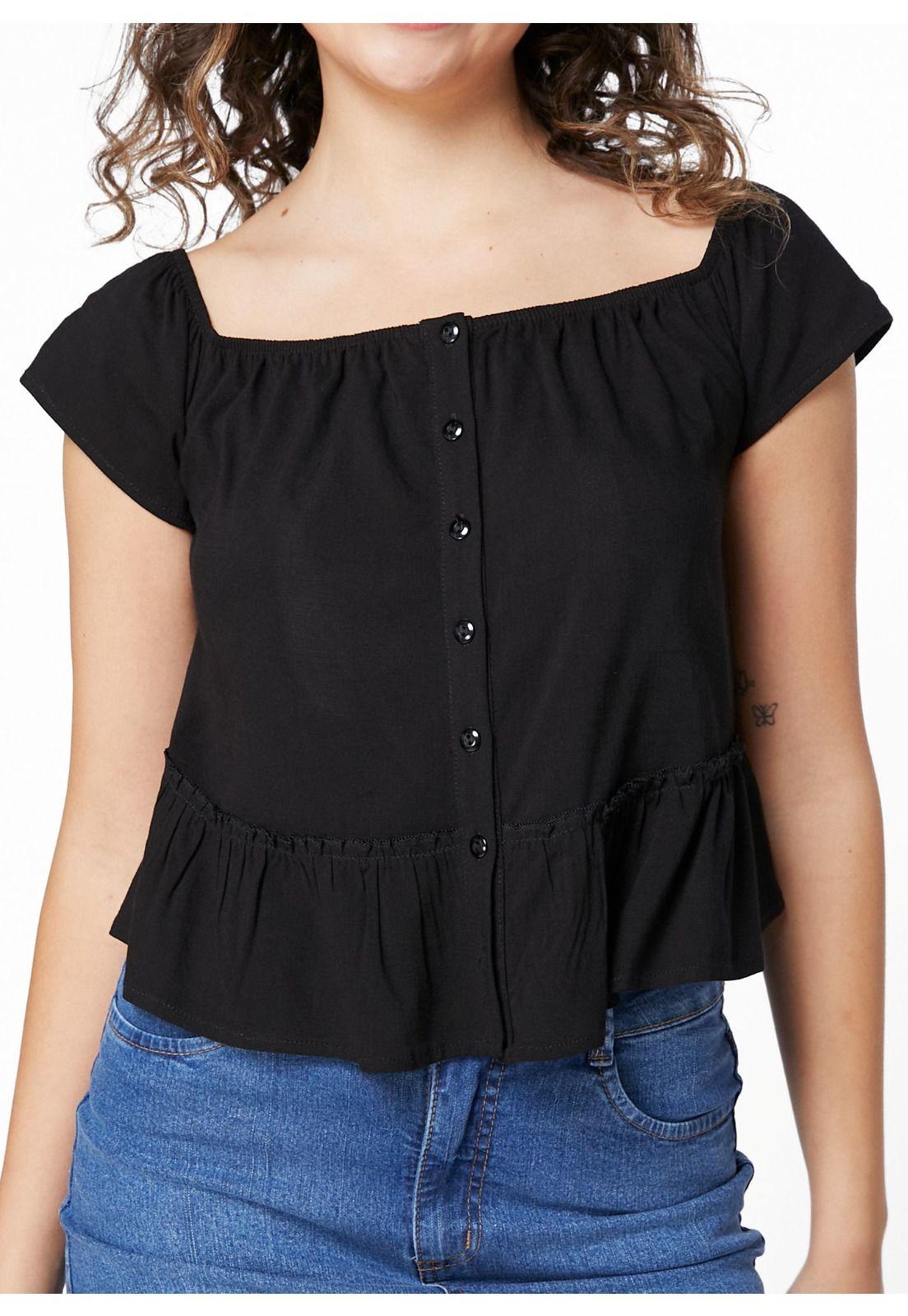 BLUSA SAMAY REGULAR ESCOTE BARDOT NEGRO Y VERDE EFESIS-1