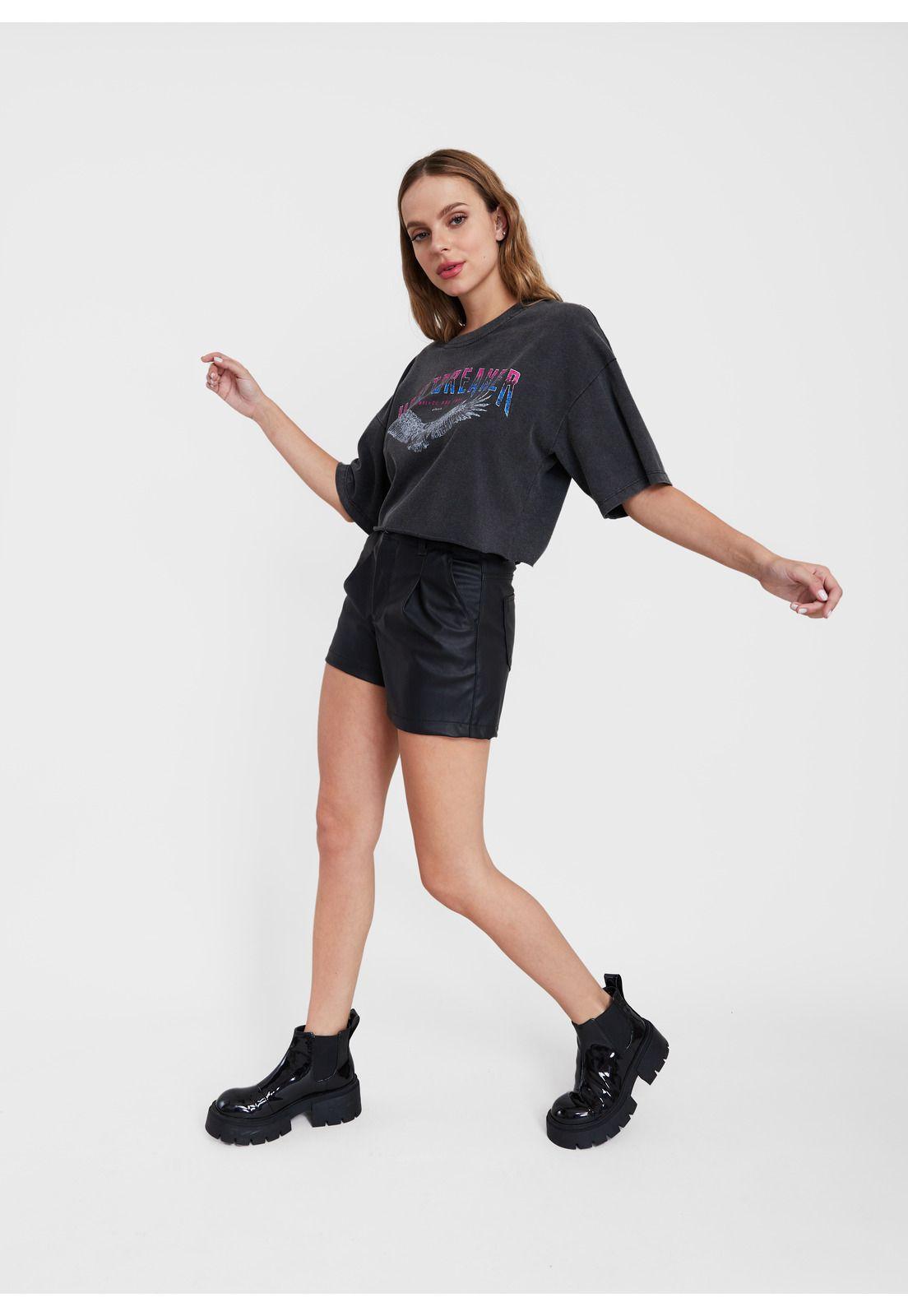 Polera Pola Crop Oversize Negro Efesis-3