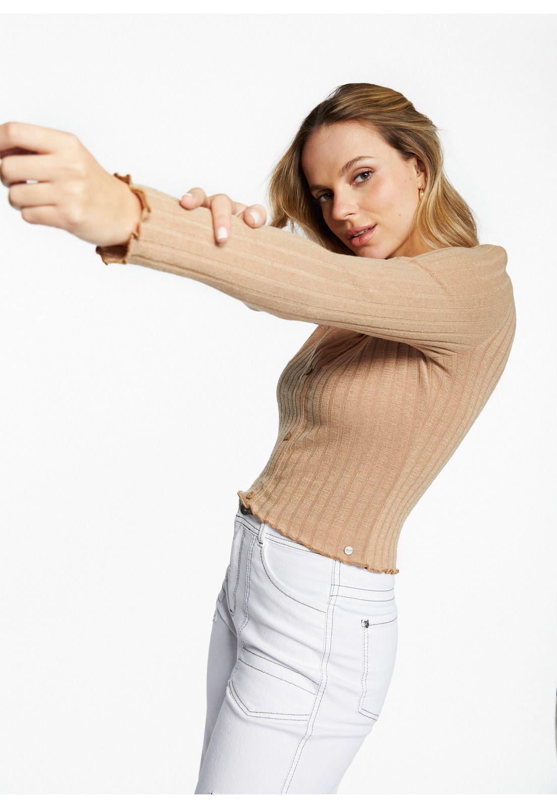 Sweater Cristal Botonera Falsa Café Efesis-2