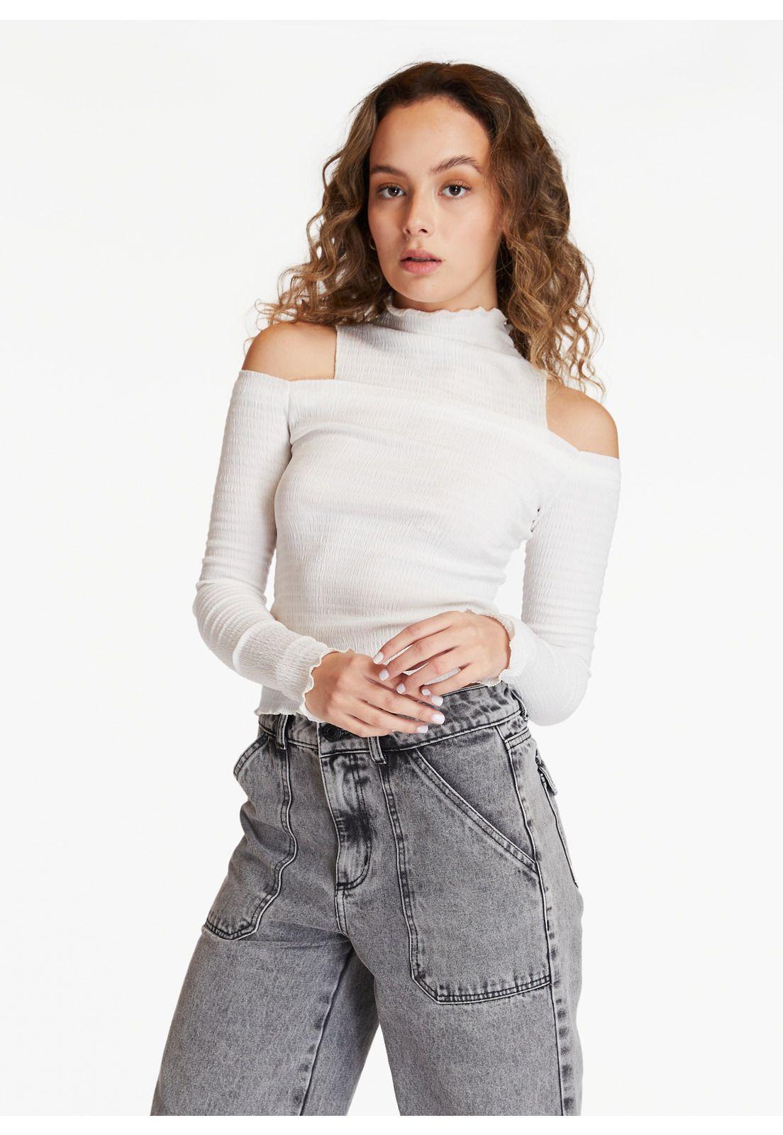 Polera Kenya Regular Cuello Alto Sin Hombros Color Crudo Efesis-0