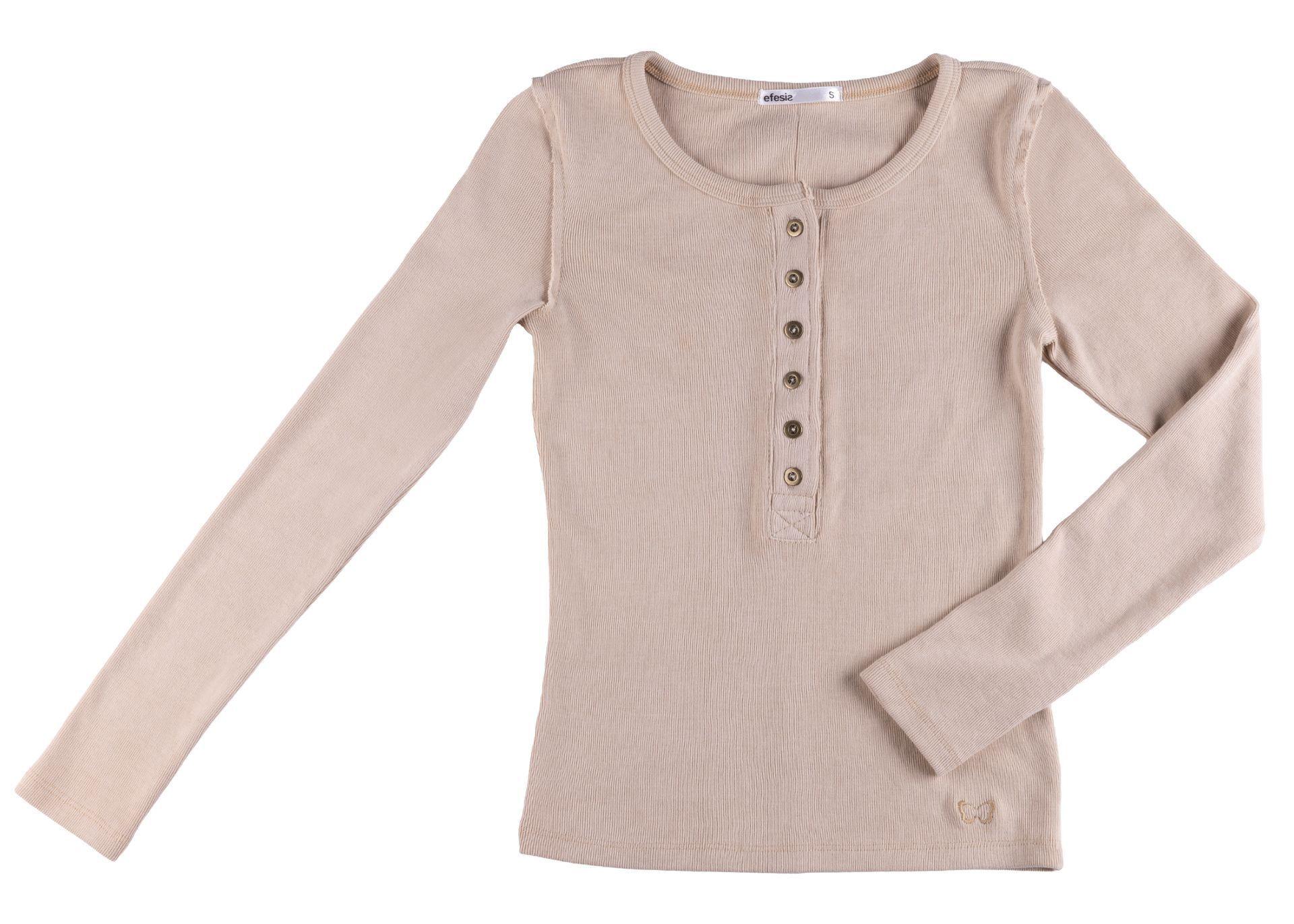 POLERA CORAL REGULAR BOTONERA DELANTERA BEIGE EFESIS-5