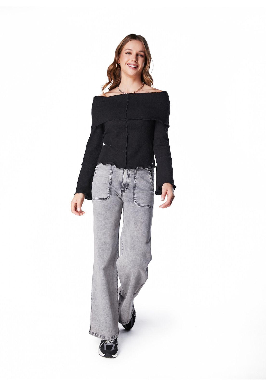 SWEATER GRECO CROP BARDOT Y RULE NEGRO-0