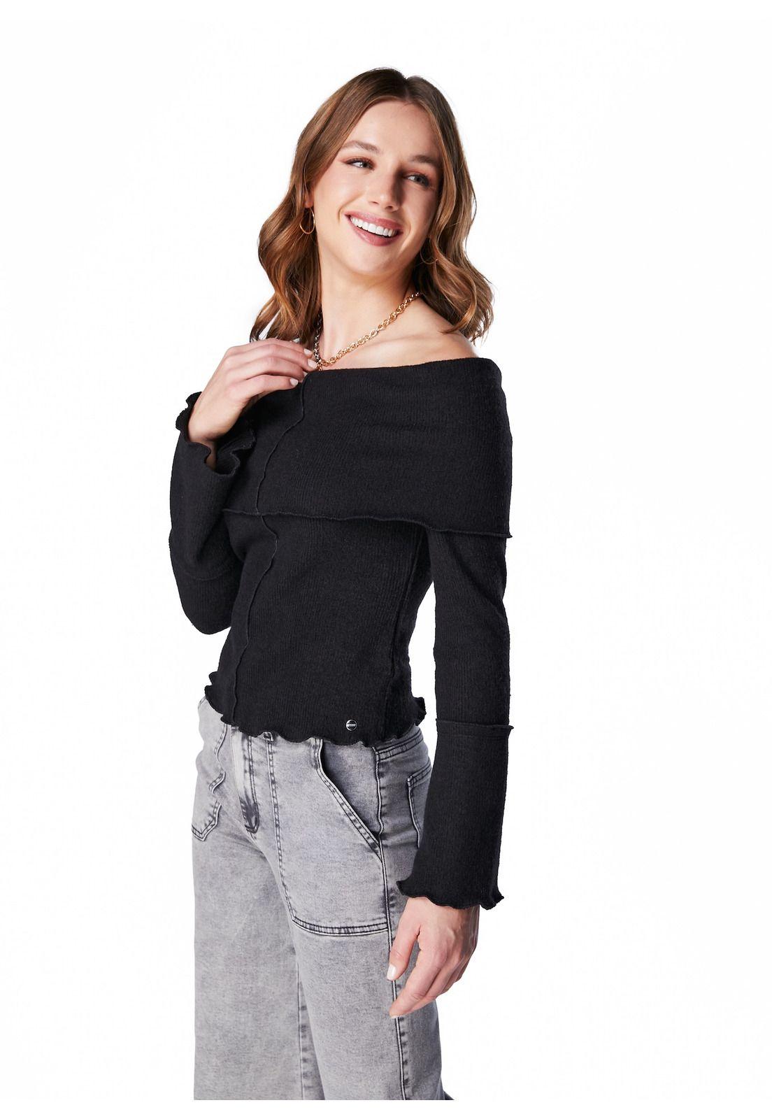 SWEATER GRECO CROP BARDOT Y RULE NEGRO-2