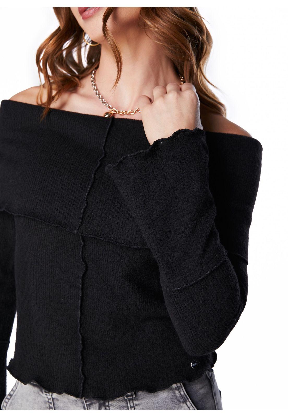 SWEATER GRECO CROP BARDOT Y RULE NEGRO-4