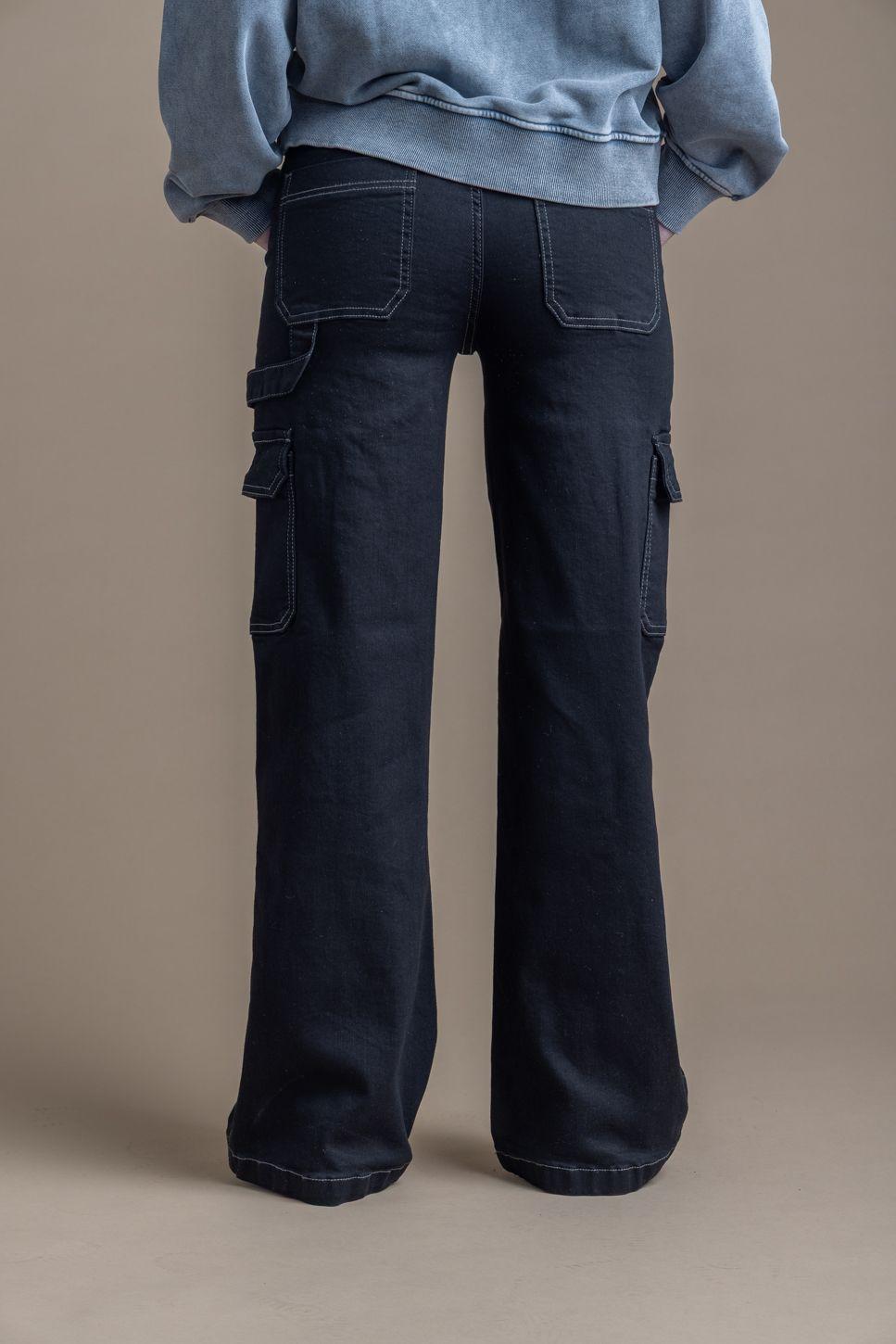 Jeans Naos Palazzo Cargo Hilo Contratono Negro Efesis-3