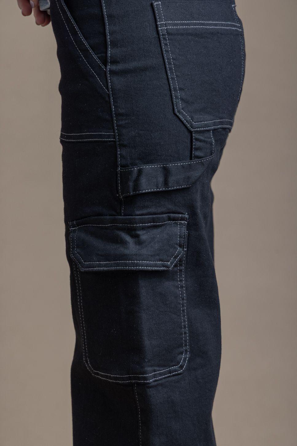 Jeans Naos Palazzo Cargo Hilo Contratono Negro Efesis-4
