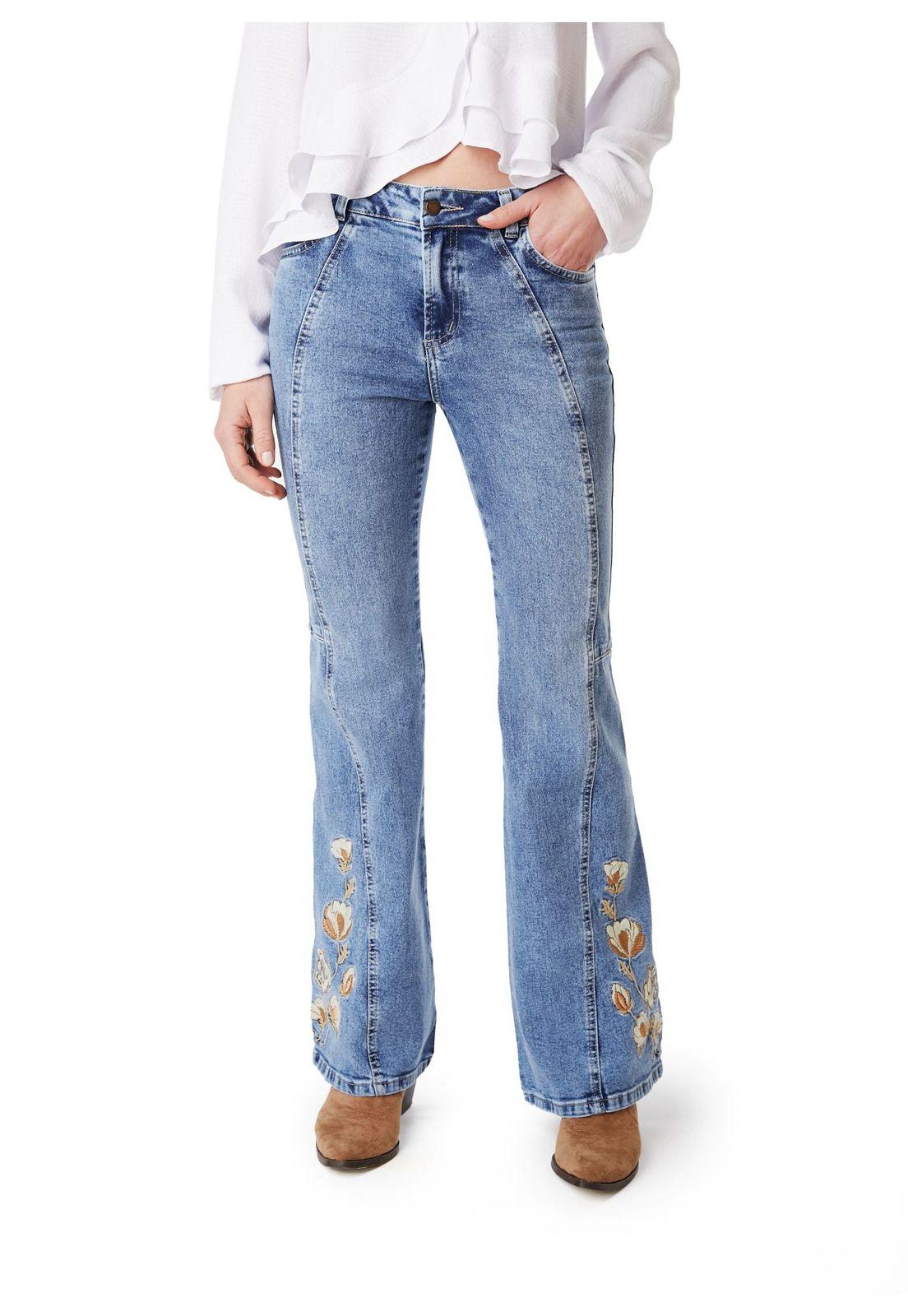 JEANS CURVI FLARE CORTES Y BORDADO AZUL EFESIS-1