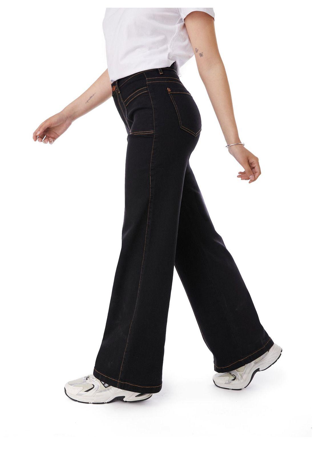 JEANS PIRAGI PALAZZO HILO CONTRATONO Y BOLSILLO INCRUSTADO NEGRO EFESIS-2