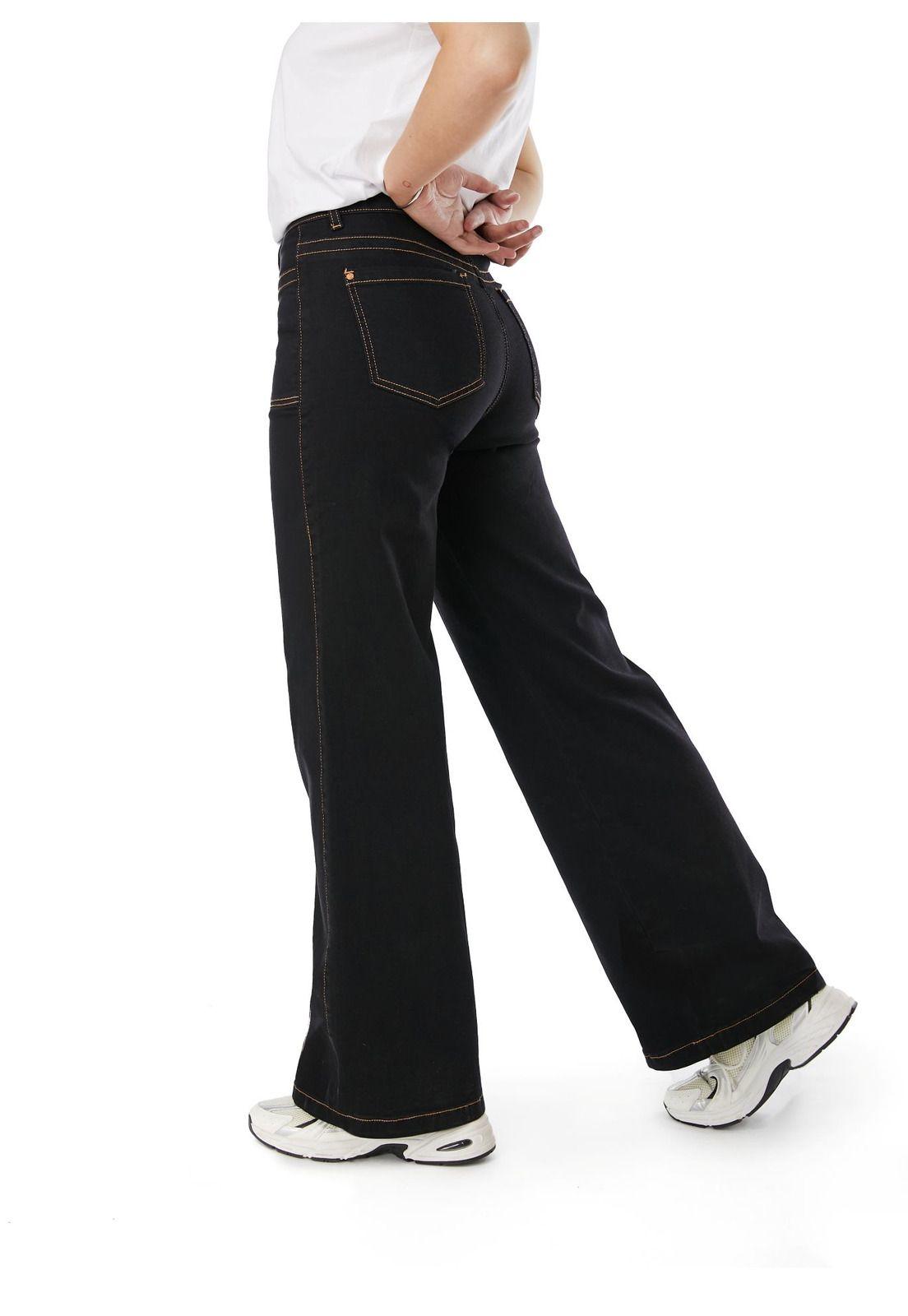 JEANS PIRAGI PALAZZO HILO CONTRATONO Y BOLSILLO INCRUSTADO NEGRO EFESIS-3