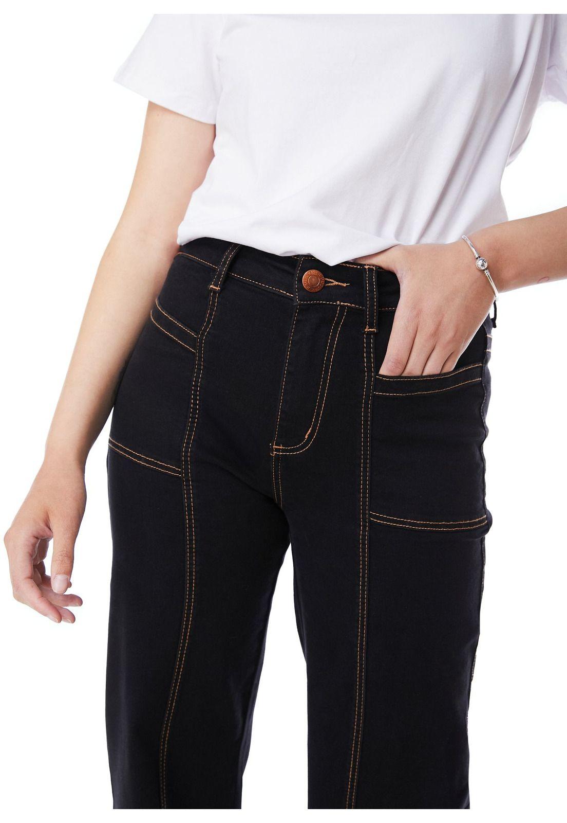 JEANS PIRAGI PALAZZO HILO CONTRATONO Y BOLSILLO INCRUSTADO NEGRO EFESIS-5