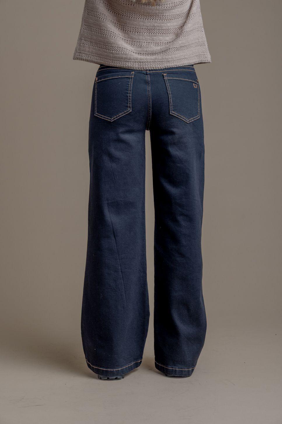 JEANS PIRAGI PALAZZO HILO CONTRATONO Y BOLSILLO INCRUSTADO NEGRO EFESIS-3