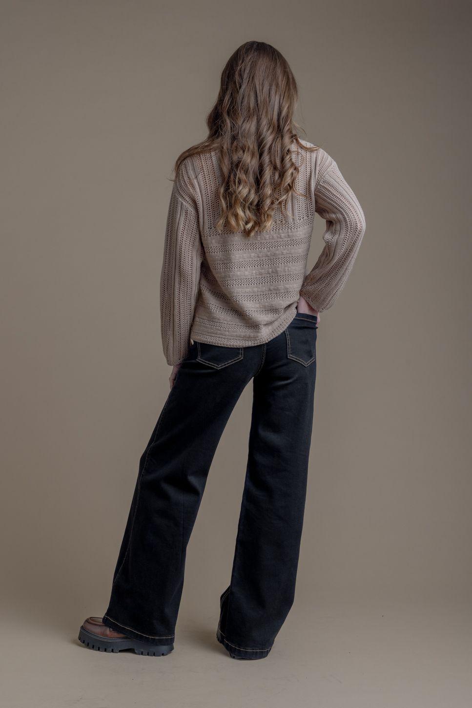 JEANS PIRAGI PALAZZO HILO CONTRATONO Y BOLSILLO INCRUSTADO NEGRO EFESIS-3