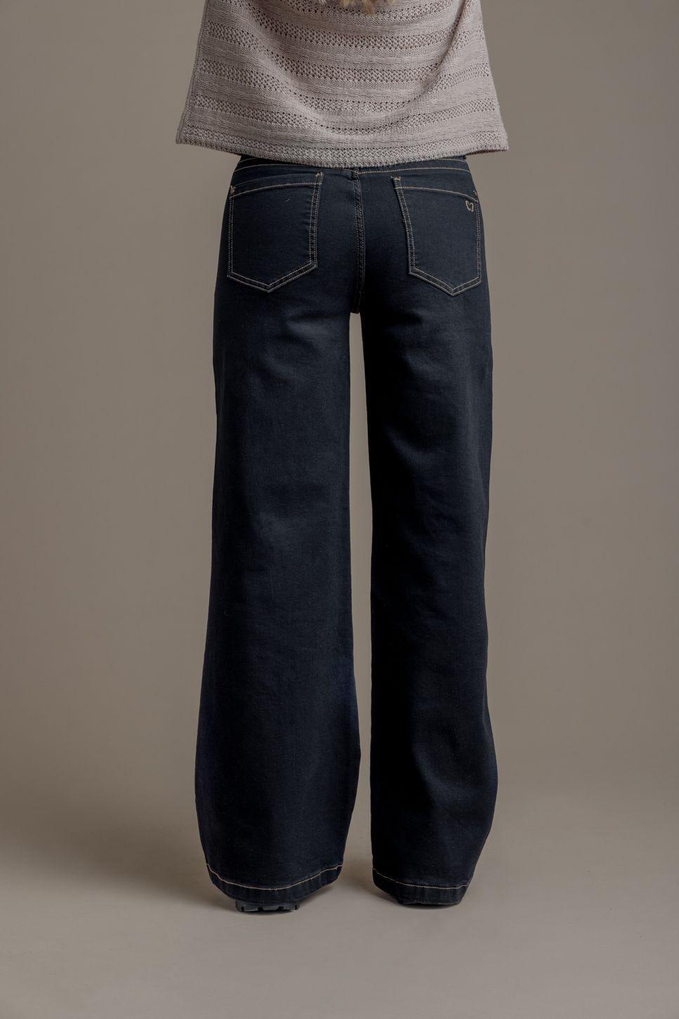 JEANS PIRAGI PALAZZO HILO CONTRATONO Y BOLSILLO INCRUSTADO NEGRO EFESIS-6