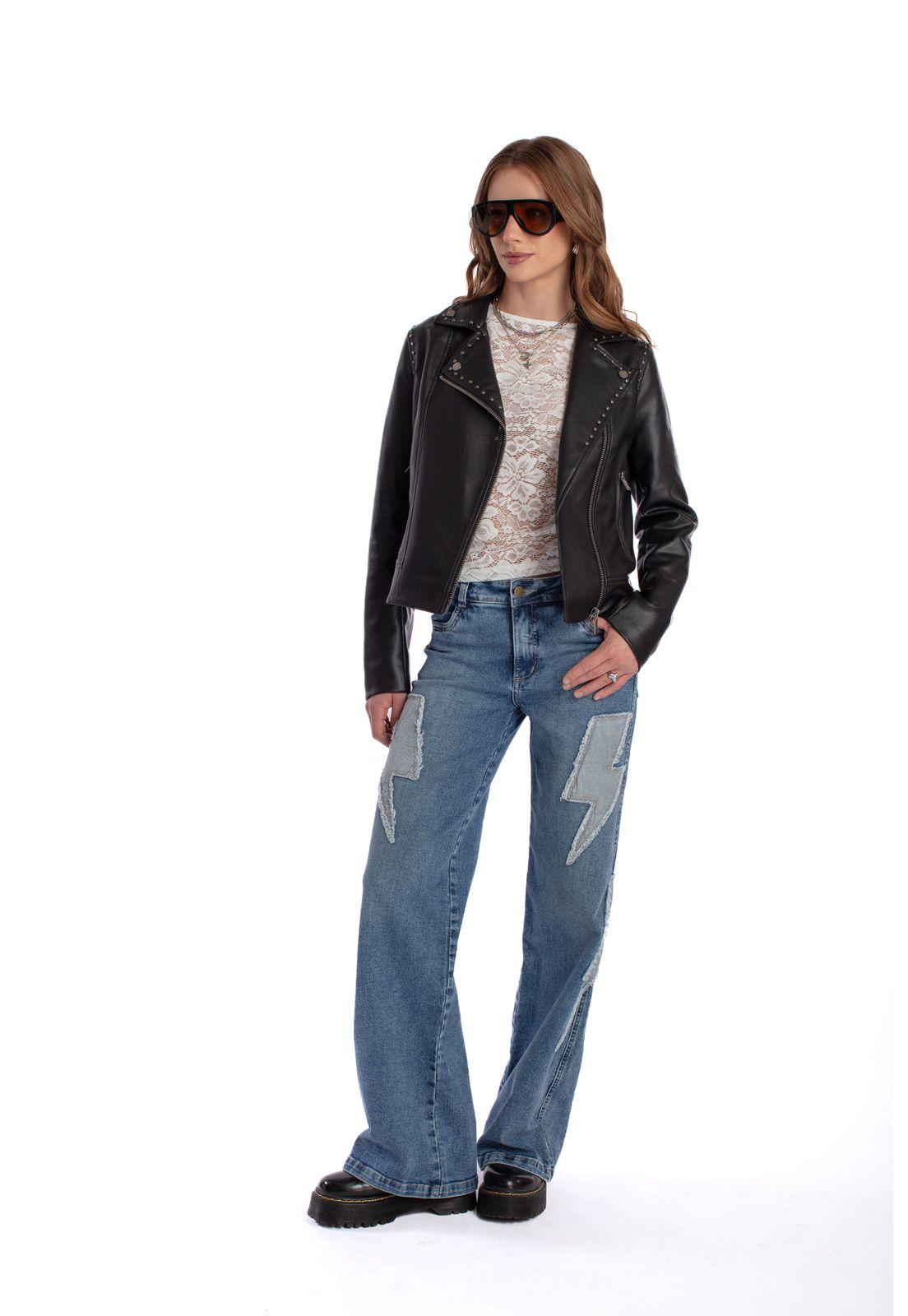 CHAQUETA ELIA BIKER PU TACHAS NEGRO EFESIS-0