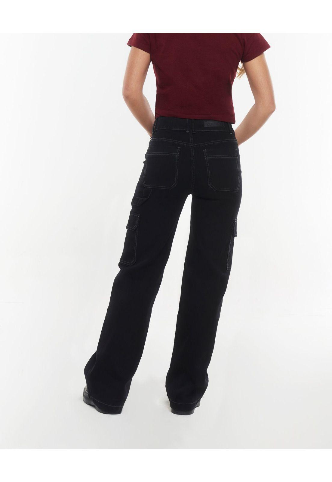 JEANS LYNA WIDE CARGO MULTIBOLSILLOS NEGRO EFESIS-3
