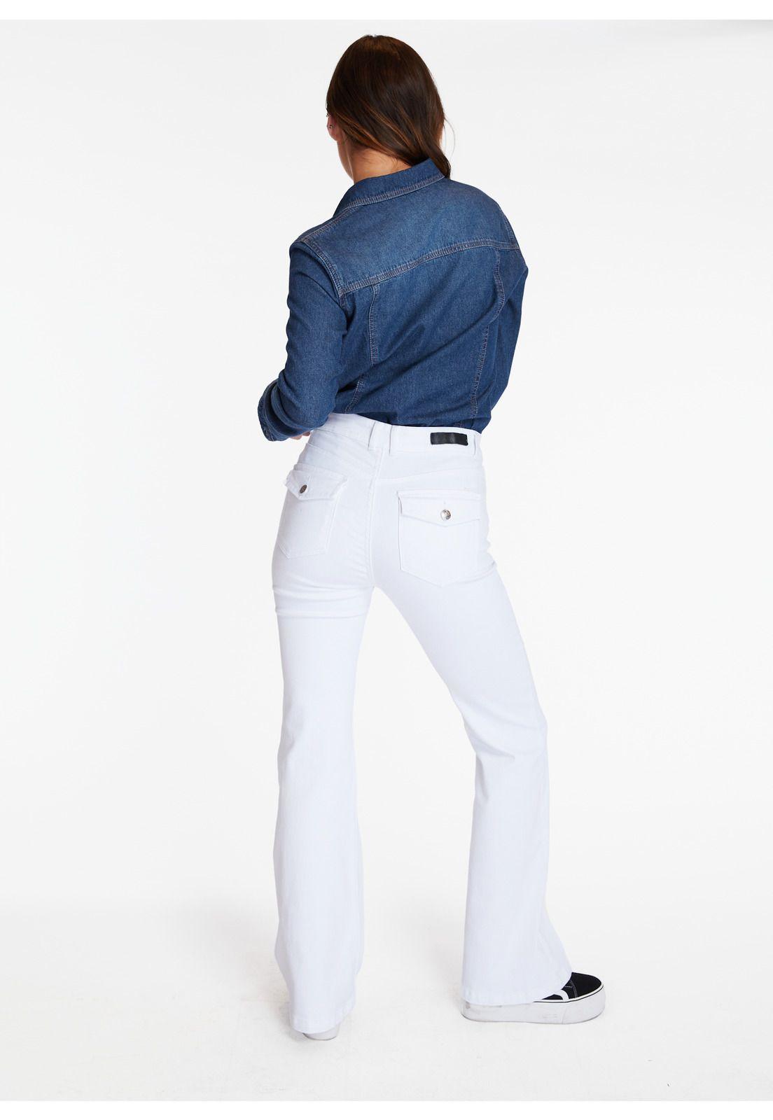 Pantalón Filis Flare Bolsillo C/ Tapetas Blanco Efesis-3
