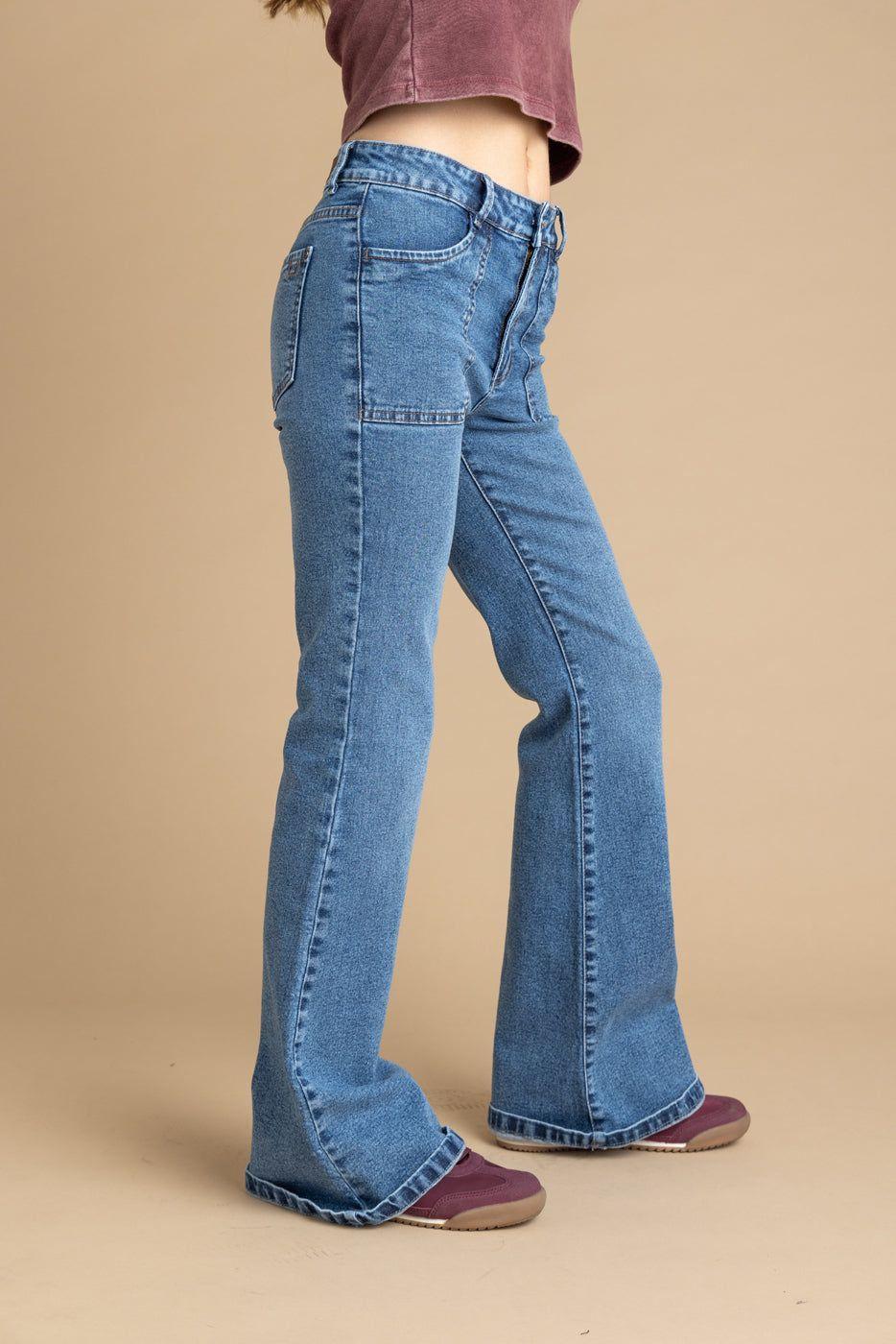 Jeans Corin Flare Bolsillo Parche Azul Efesis-2