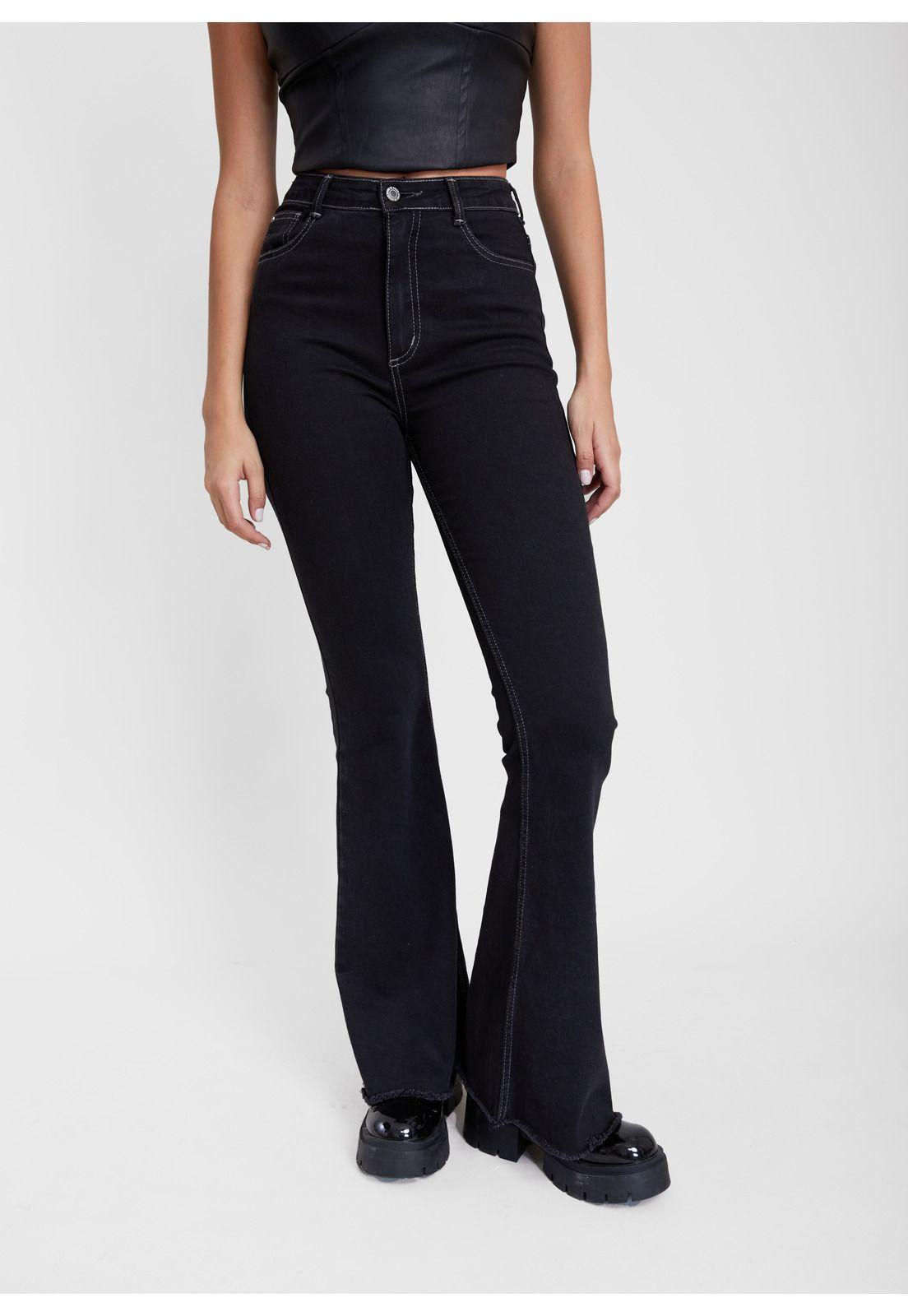 Jeans Hortensia Flare Hilo Contraste Negro Efesis-1