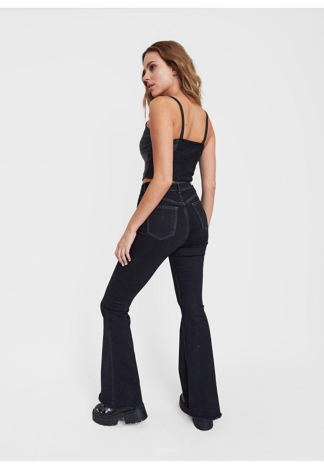 Jeans Hortensia Flare Hilo Contraste Negro Efesis-2